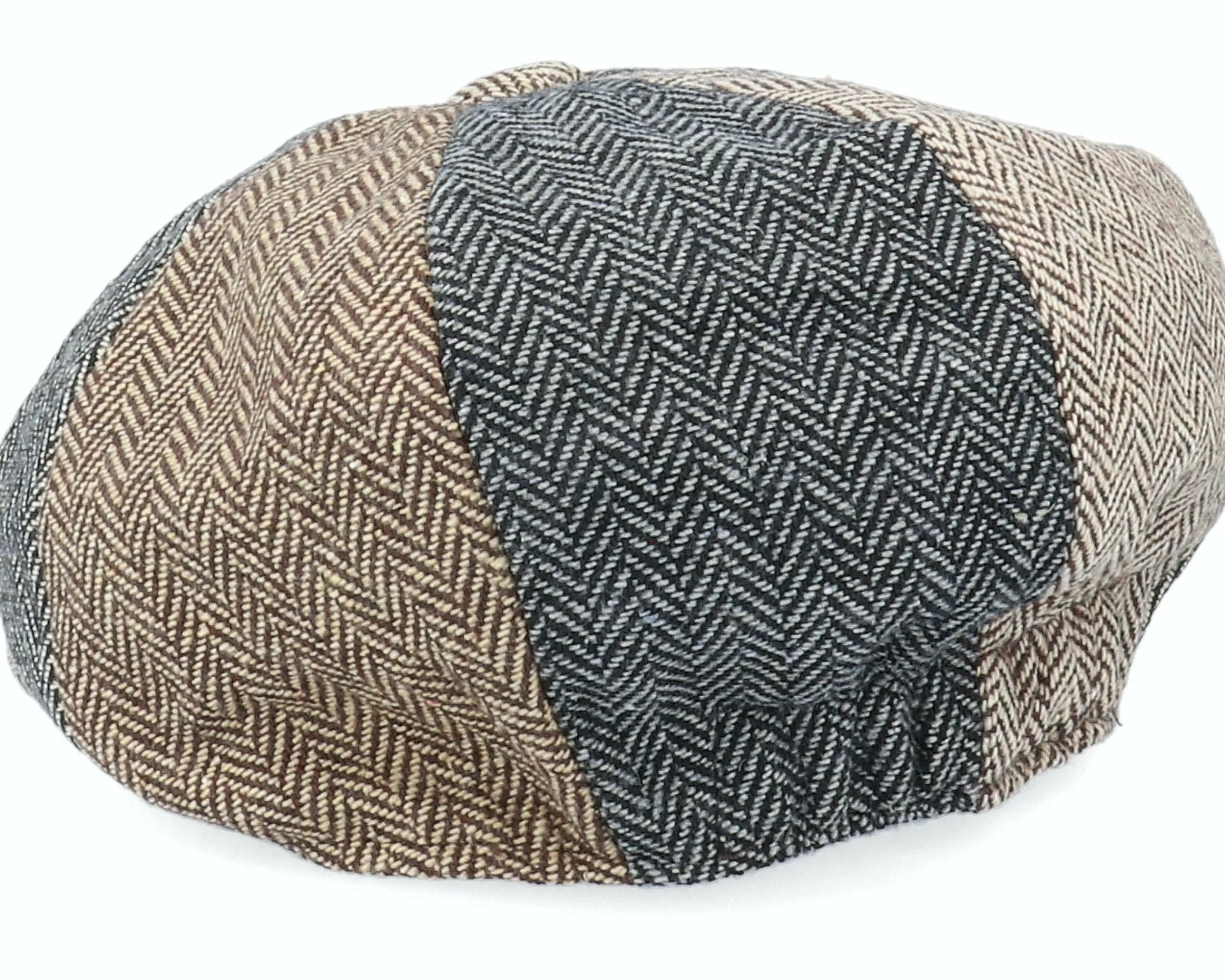 Jaxon & James Kids Herringbone Infant Patch Newsboy Beige/Black/Brown Flat Cap - -Unisex Flat Caps