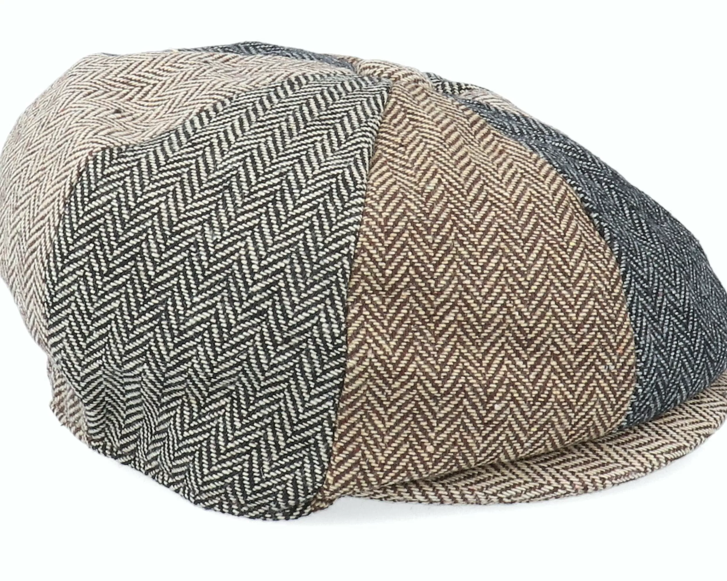 Jaxon & James Kids Herringbone Infant Patch Newsboy Beige/Black/Brown Flat Cap - -Unisex Flat Caps