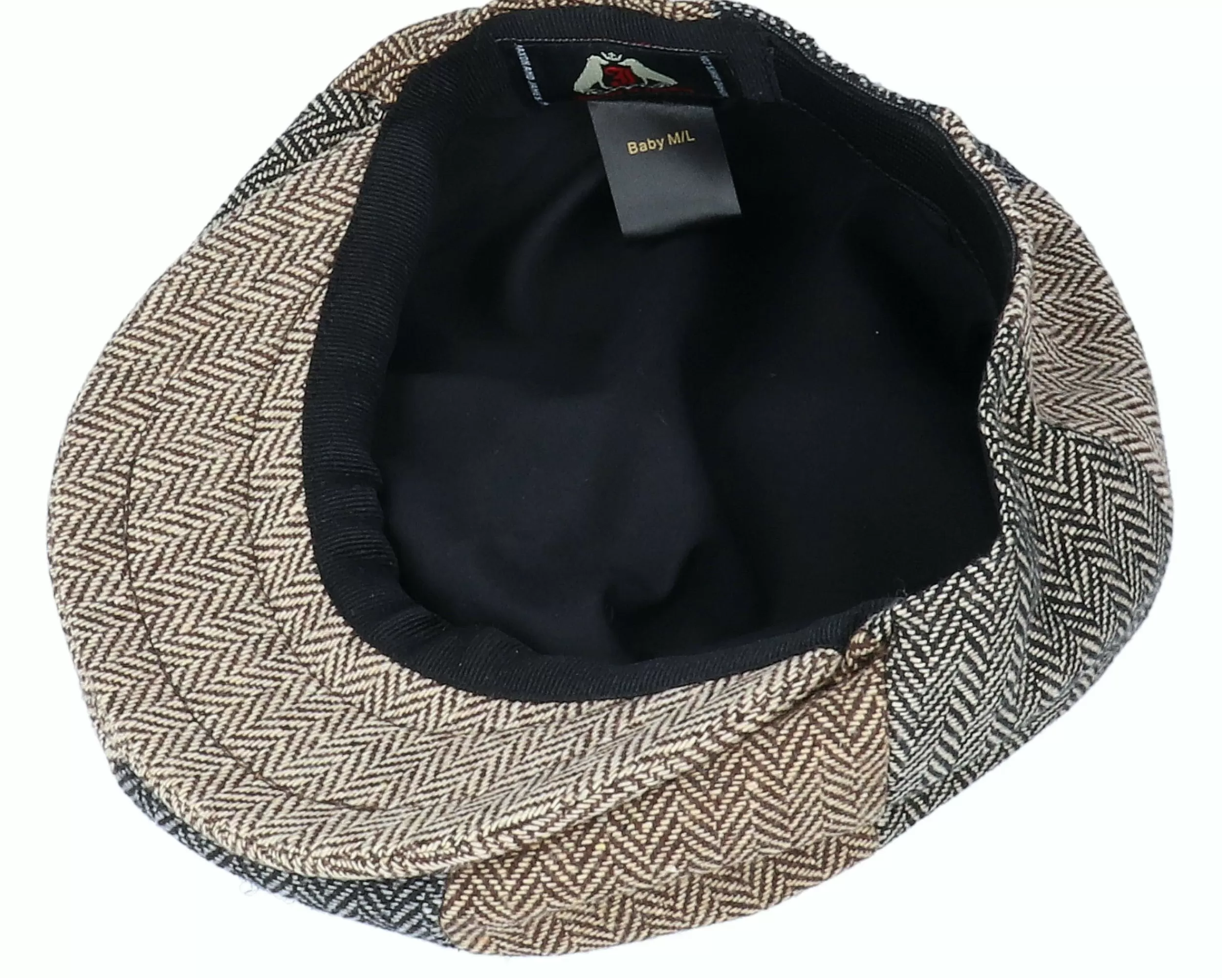 Jaxon & James Kids Herringbone Infant Patch Newsboy Beige/Black/Brown Flat Cap - -Unisex Flat Caps