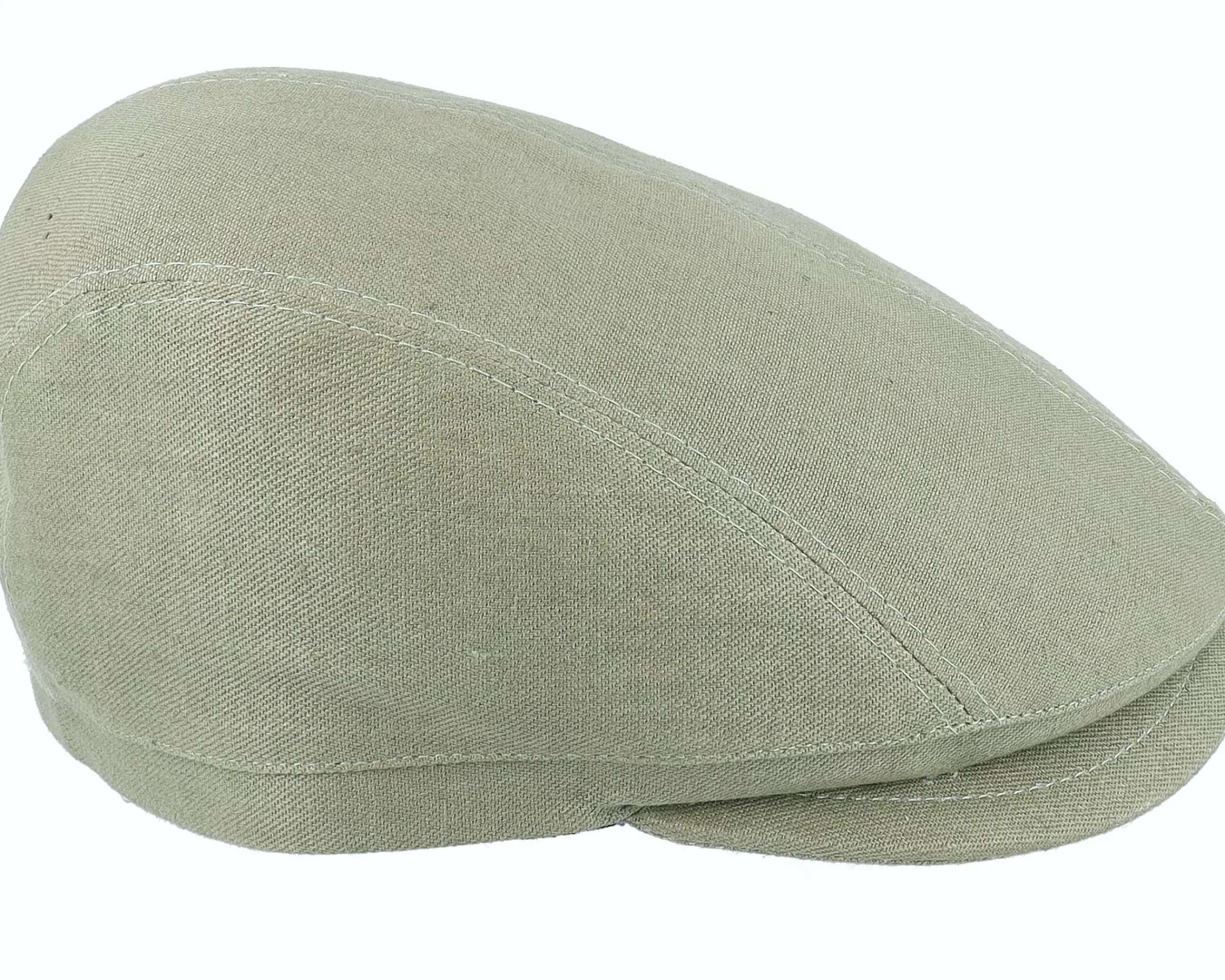 Borsalino Lined Cap With Stitched Visor Olive Flat Cap - -Unisex Flat Caps