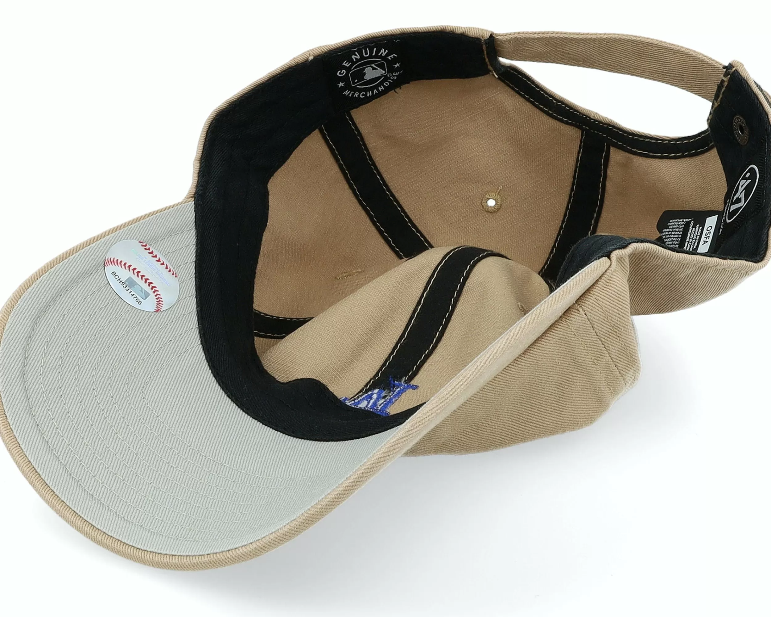 47 Brand Los Angeles Dodgers Base Runner Clean Up Khaki Dad Cap - -Unisex Dad Cap