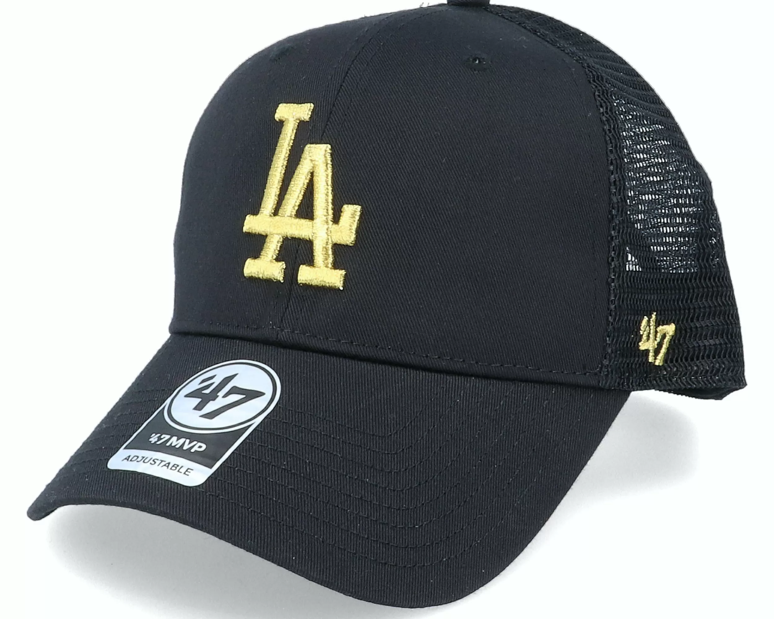 47 Brand Los Angeles Dodgers Branson Metallic Mvp Black/Gold Trucker - -Unisex Trucker