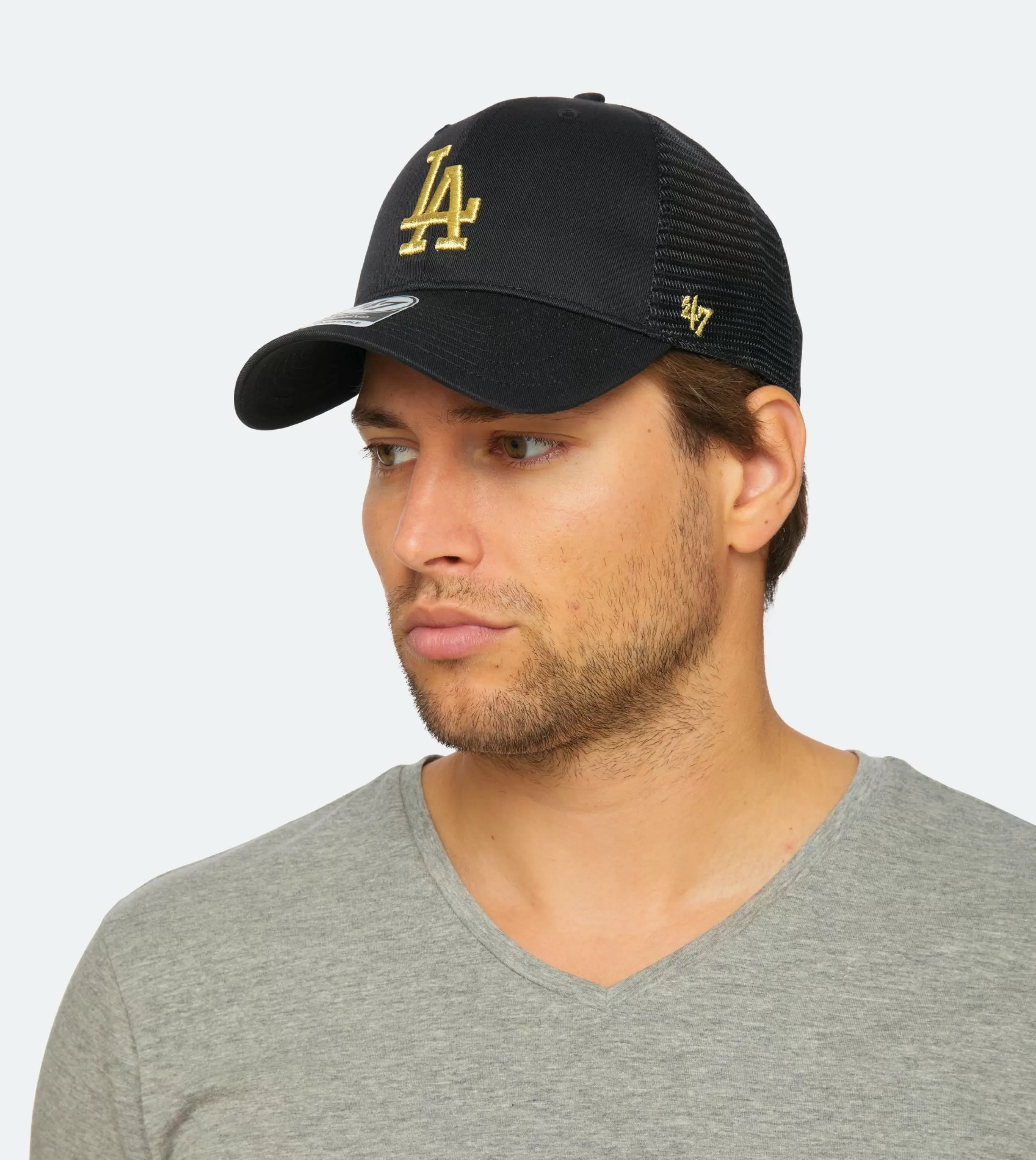 47 Brand Los Angeles Dodgers Branson Metallic Mvp Black/Gold Trucker - -Unisex Trucker