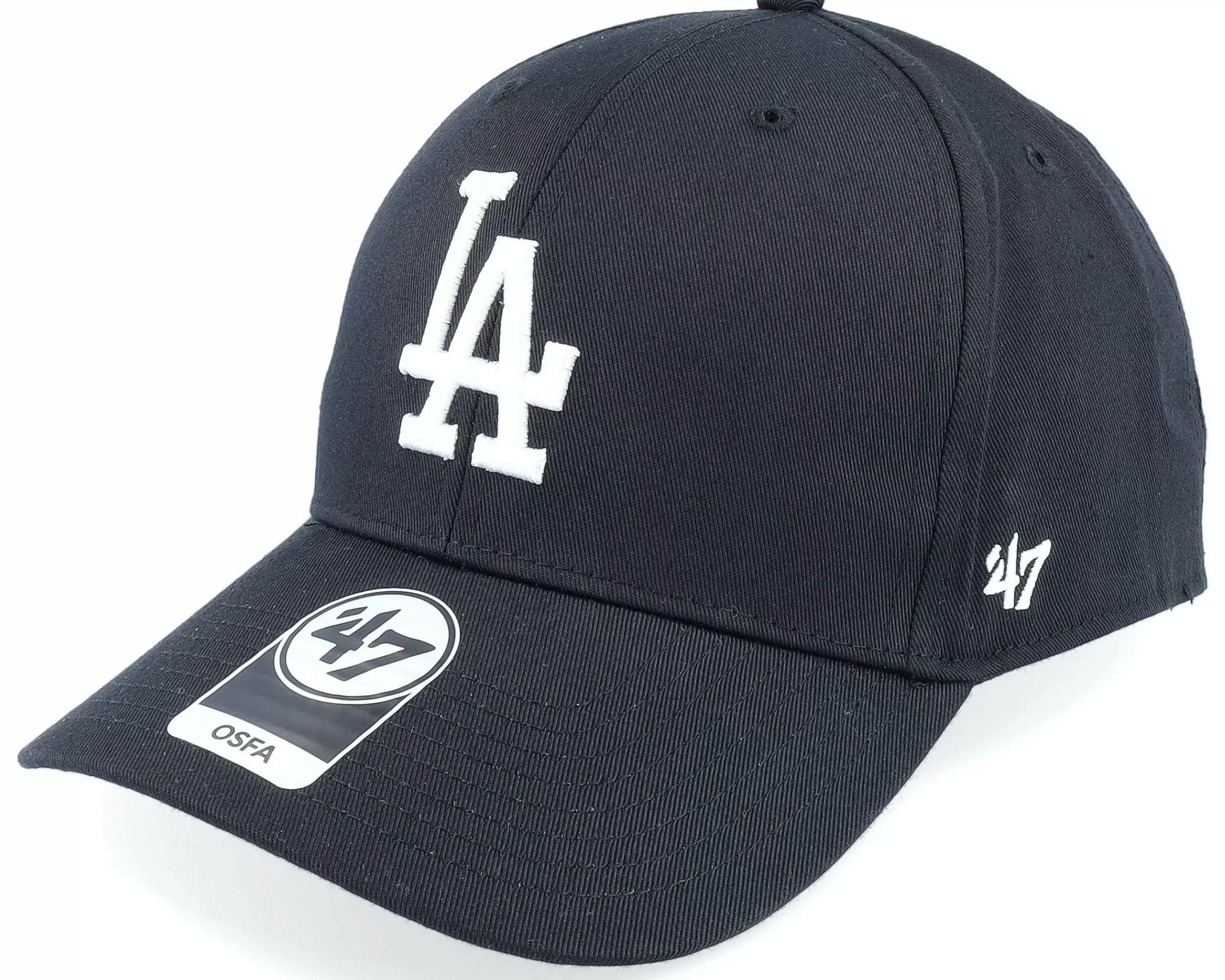 47 Brand Los Angeles Dodgers Raised Basic Mvp Black/White Adjustable - -Unisex Adjustable