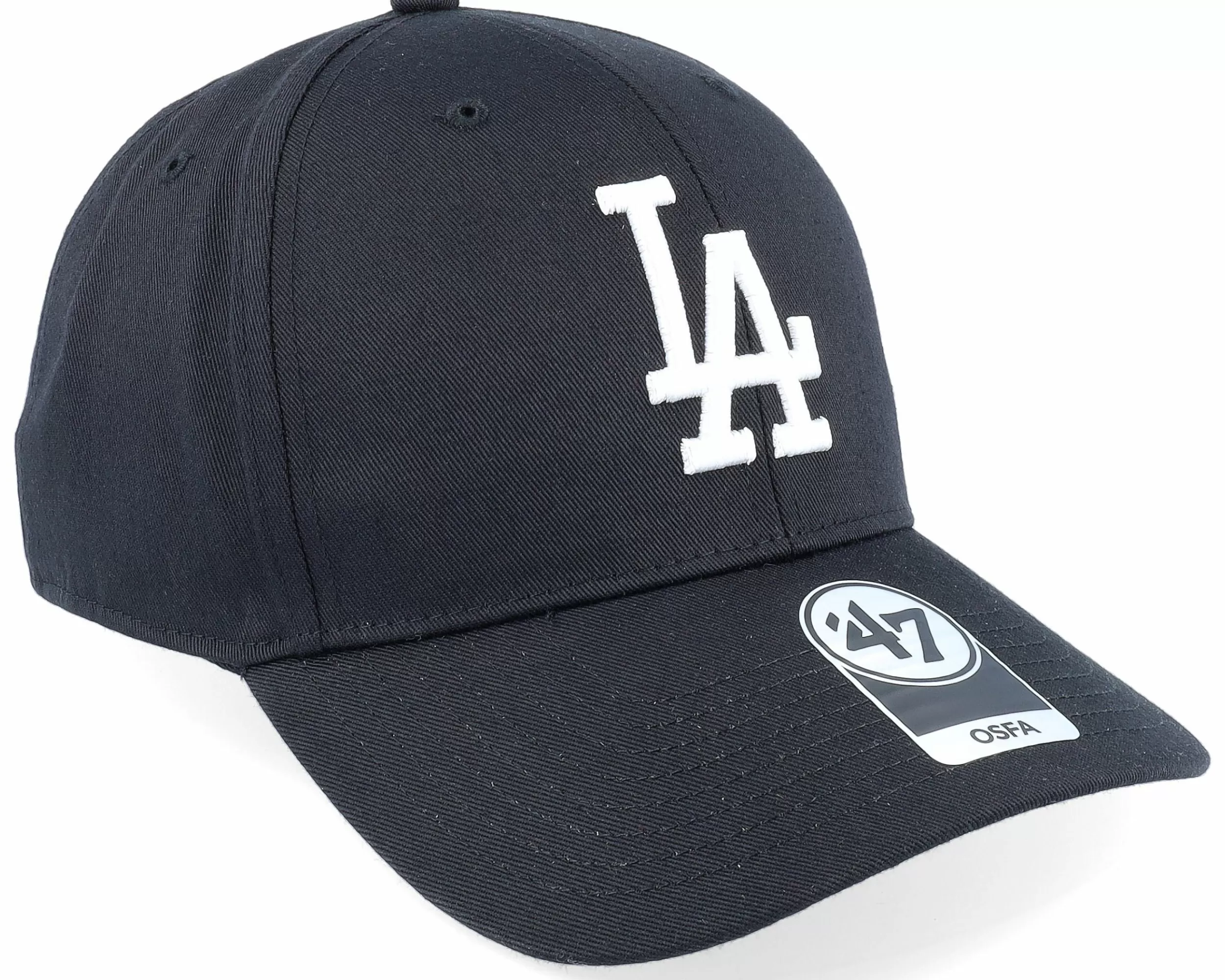 47 Brand Los Angeles Dodgers Raised Basic Mvp Black/White Adjustable - -Unisex Adjustable