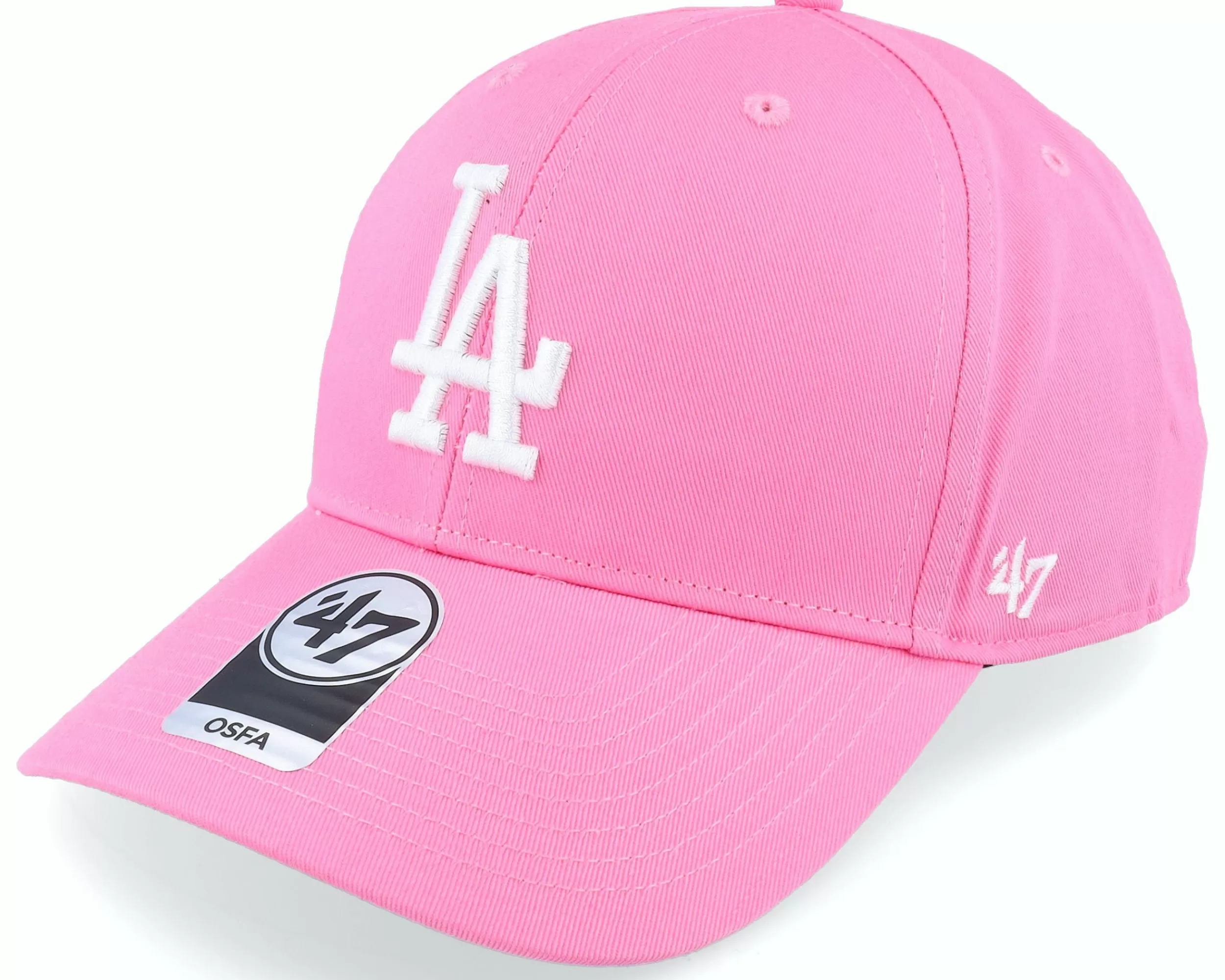 47 Brand Los Angeles Dodgers Raised Basic Mvp Rose/White Dad Cap - -Unisex Adjustable
