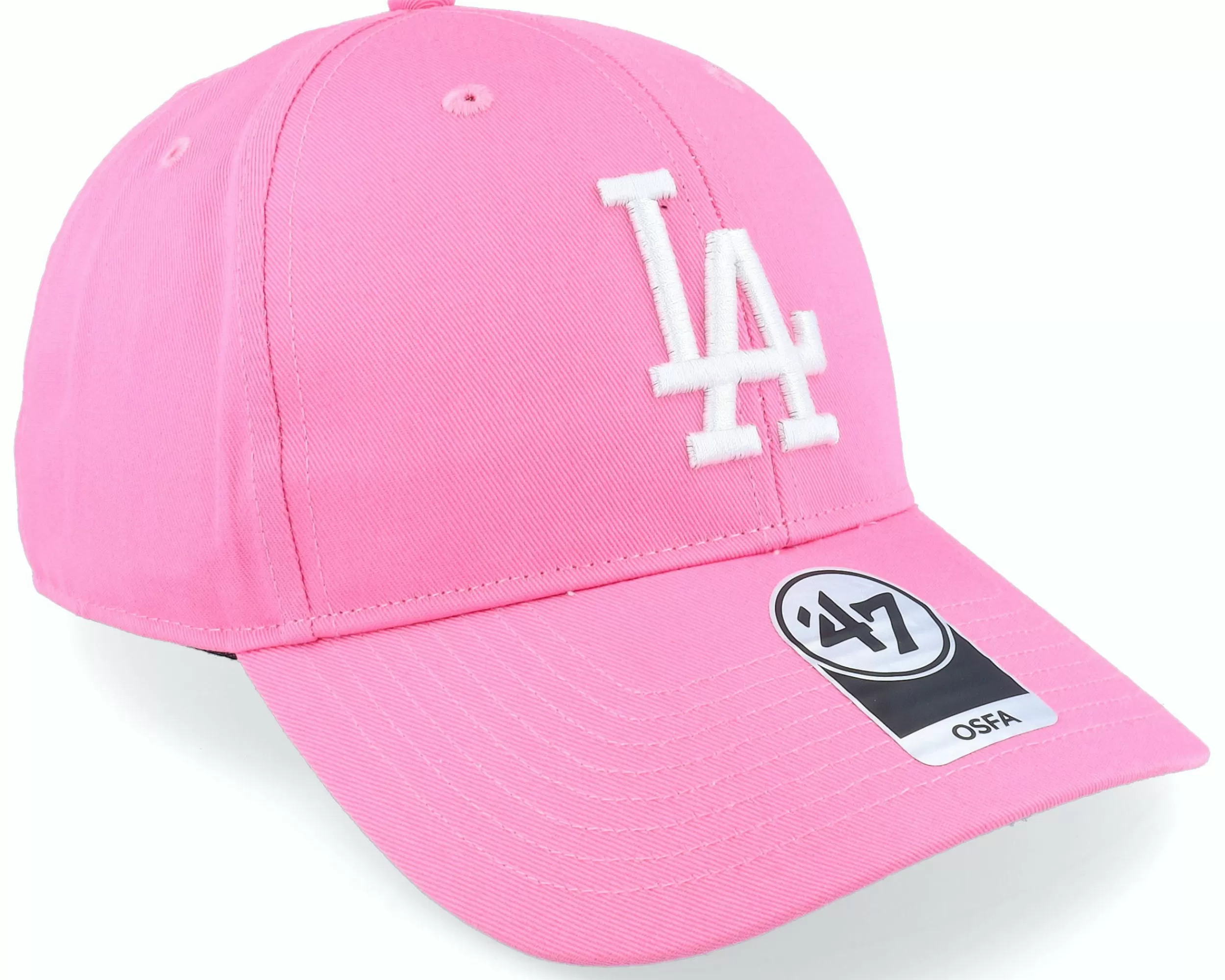 47 Brand Los Angeles Dodgers Raised Basic Mvp Rose/White Dad Cap - -Unisex Adjustable