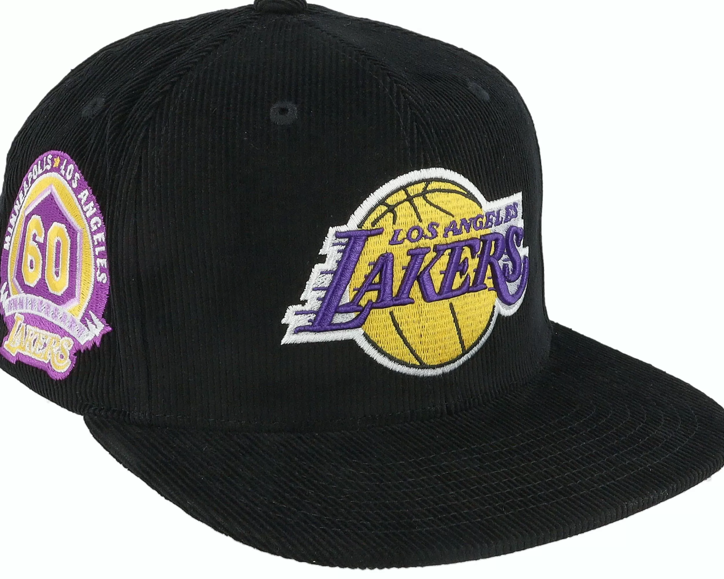 Mitchell & Ness Los Angeles Lakers Black Cord Black Snapback - -Unisex Snapback