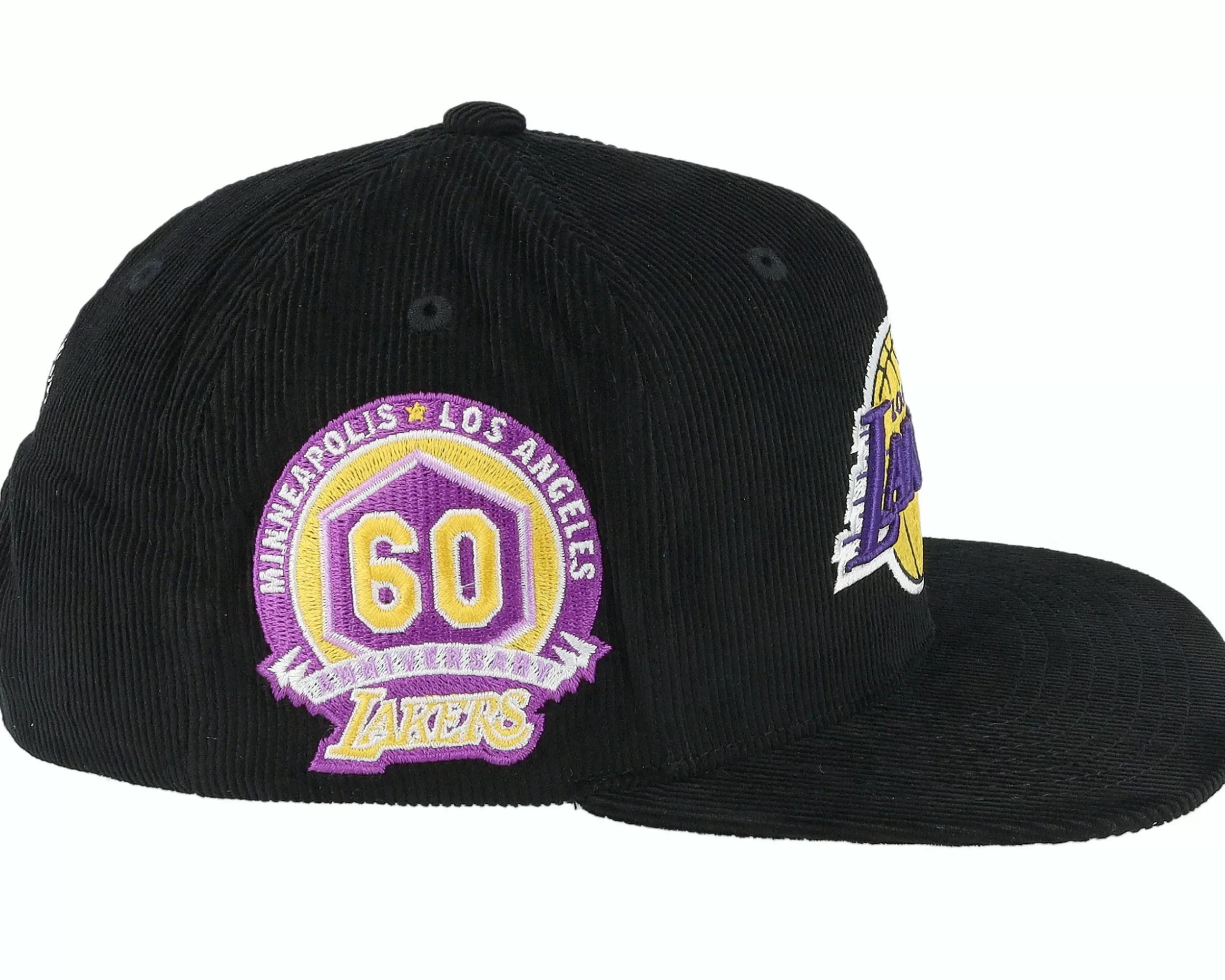 Mitchell & Ness Los Angeles Lakers Black Cord Black Snapback - -Unisex Snapback