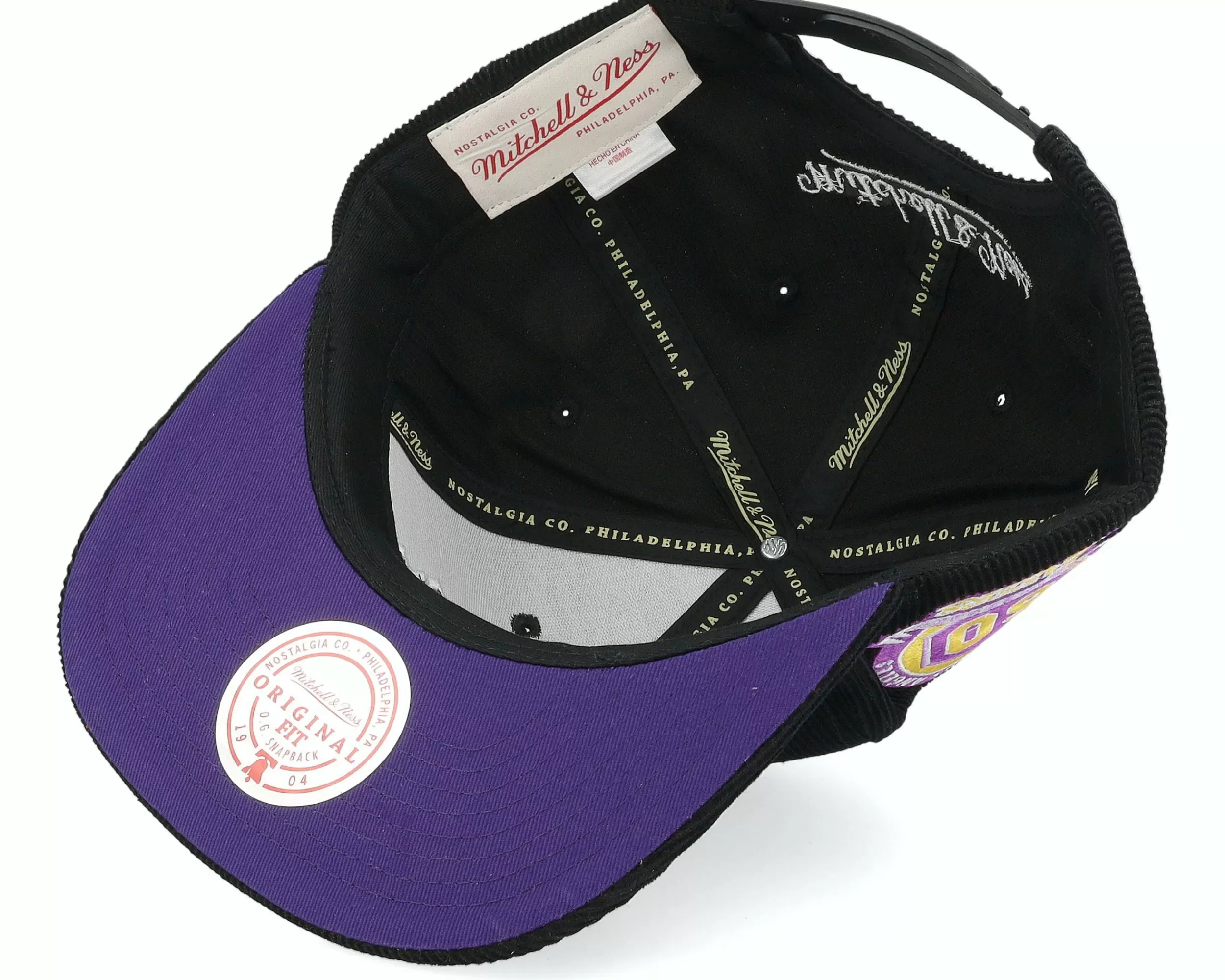 Mitchell & Ness Los Angeles Lakers Black Cord Black Snapback - -Unisex Snapback