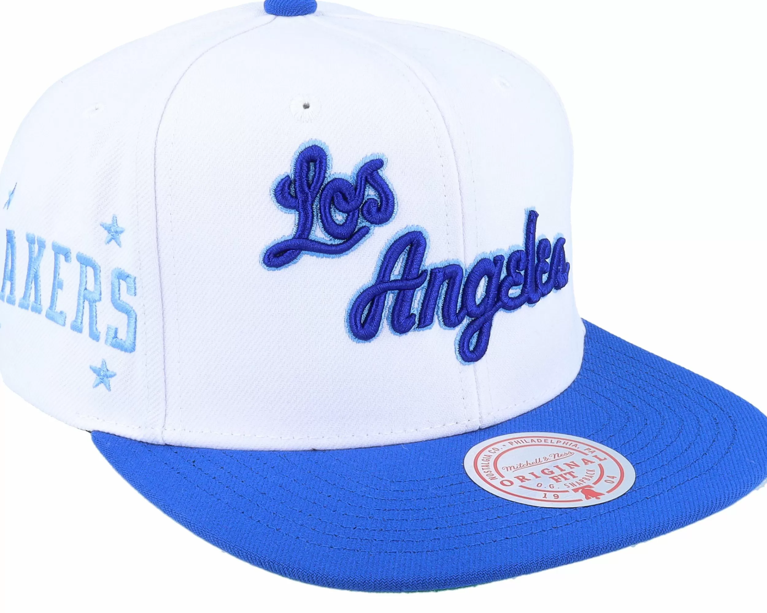 Mitchell & Ness Los Angeles Lakers Side Core 2.0 Hwc White/Royal Snapback - -Unisex Snapback