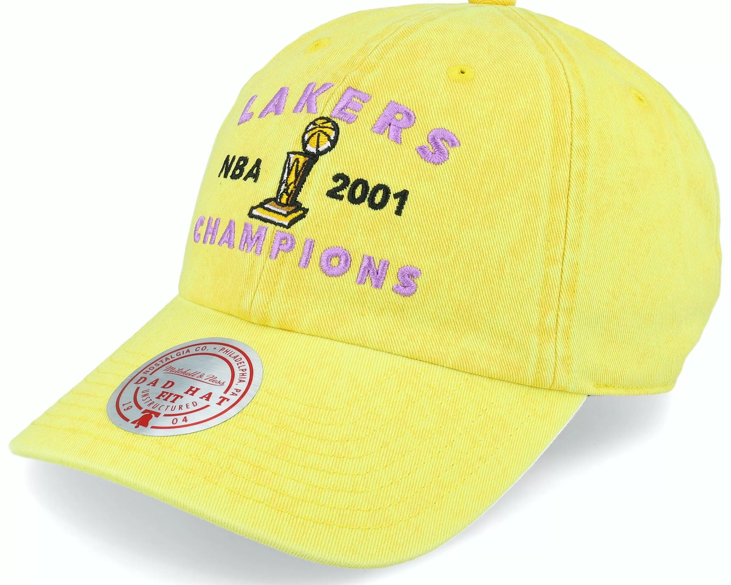 Mitchell & Ness Los Angeles Lakers Stone Washed Champions Yellow Dad Cap - -Unisex Dad Cap