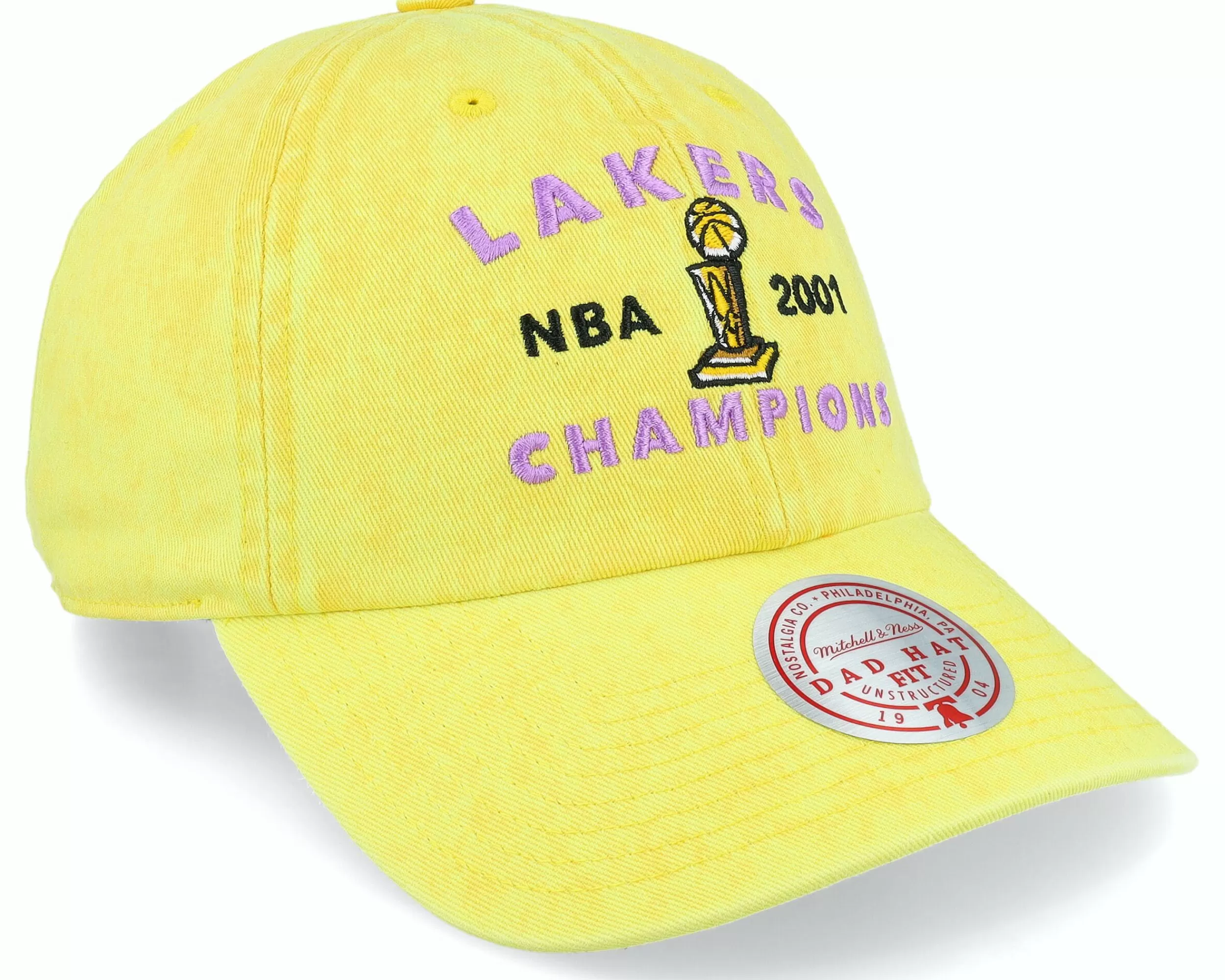 Mitchell & Ness Los Angeles Lakers Stone Washed Champions Yellow Dad Cap - -Unisex Dad Cap