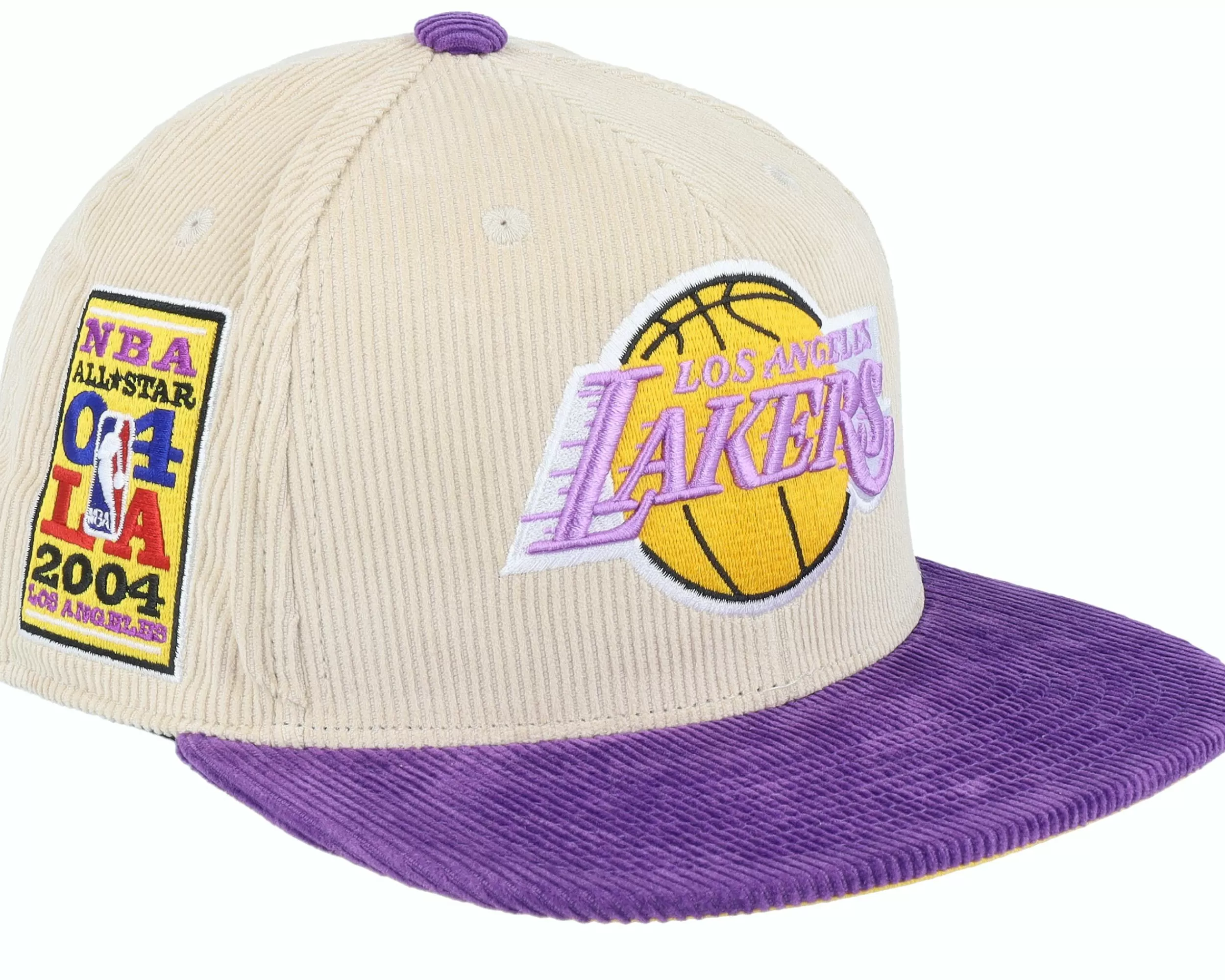 Mitchell & Ness Los Angeles Lakers Team Cord Off White/Purple Fitted - -Unisex Fitted