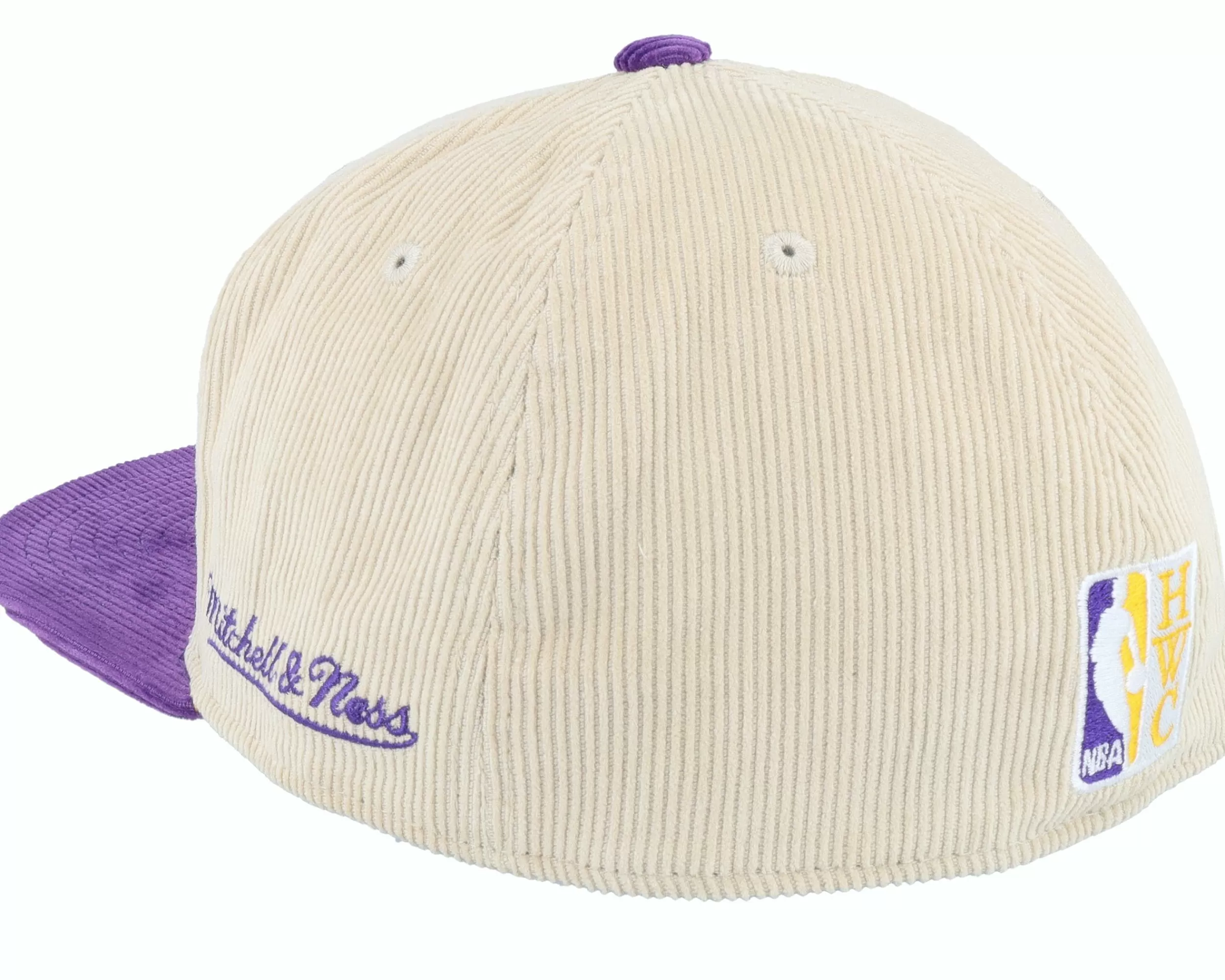 Mitchell & Ness Los Angeles Lakers Team Cord Off White/Purple Fitted - -Unisex Fitted