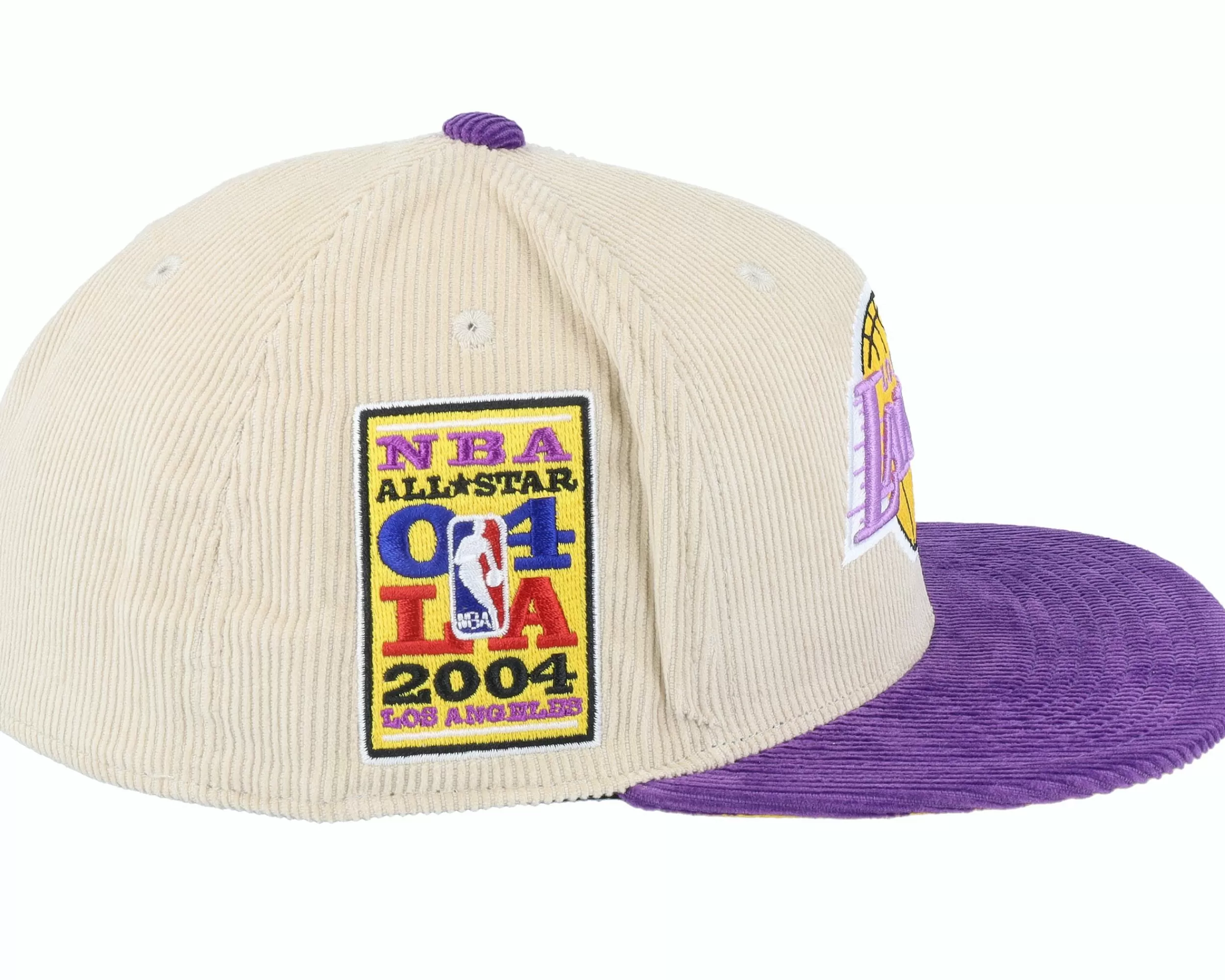 Mitchell & Ness Los Angeles Lakers Team Cord Off White/Purple Fitted - -Unisex Fitted