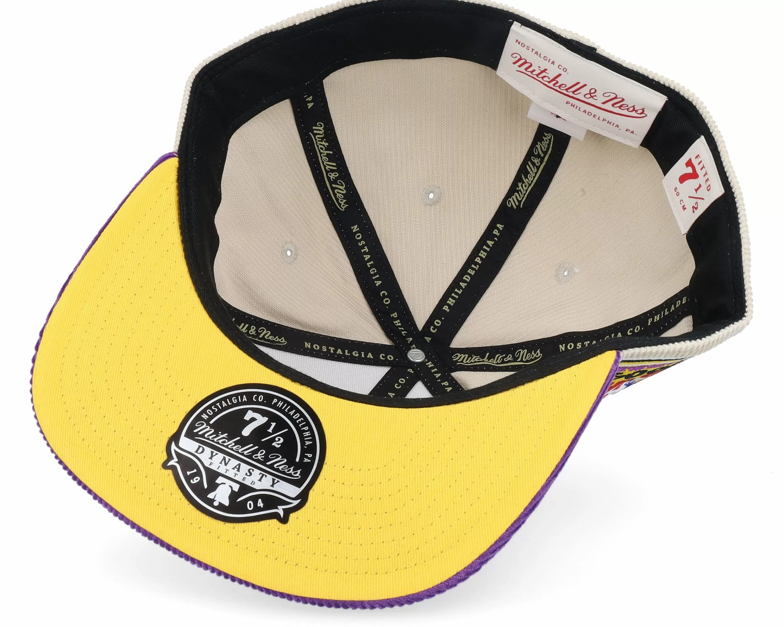 Mitchell & Ness Los Angeles Lakers Team Cord Off White/Purple Fitted - -Unisex Fitted