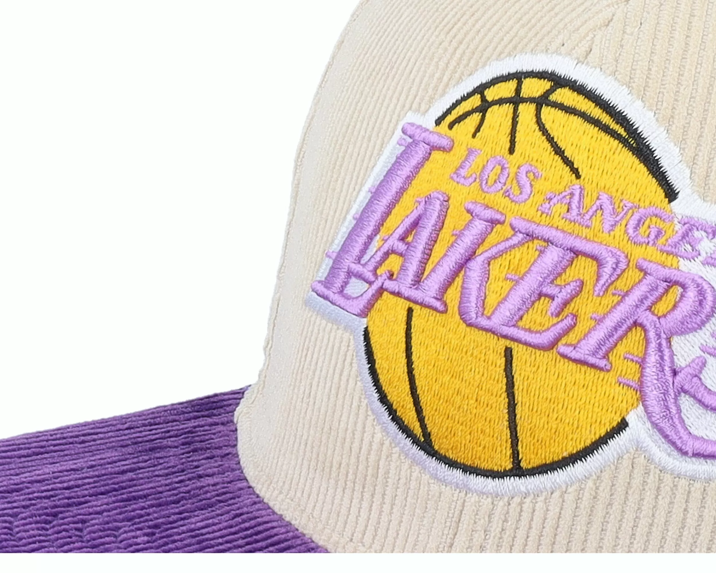 Mitchell & Ness Los Angeles Lakers Team Cord Off White/Purple Fitted - -Unisex Fitted