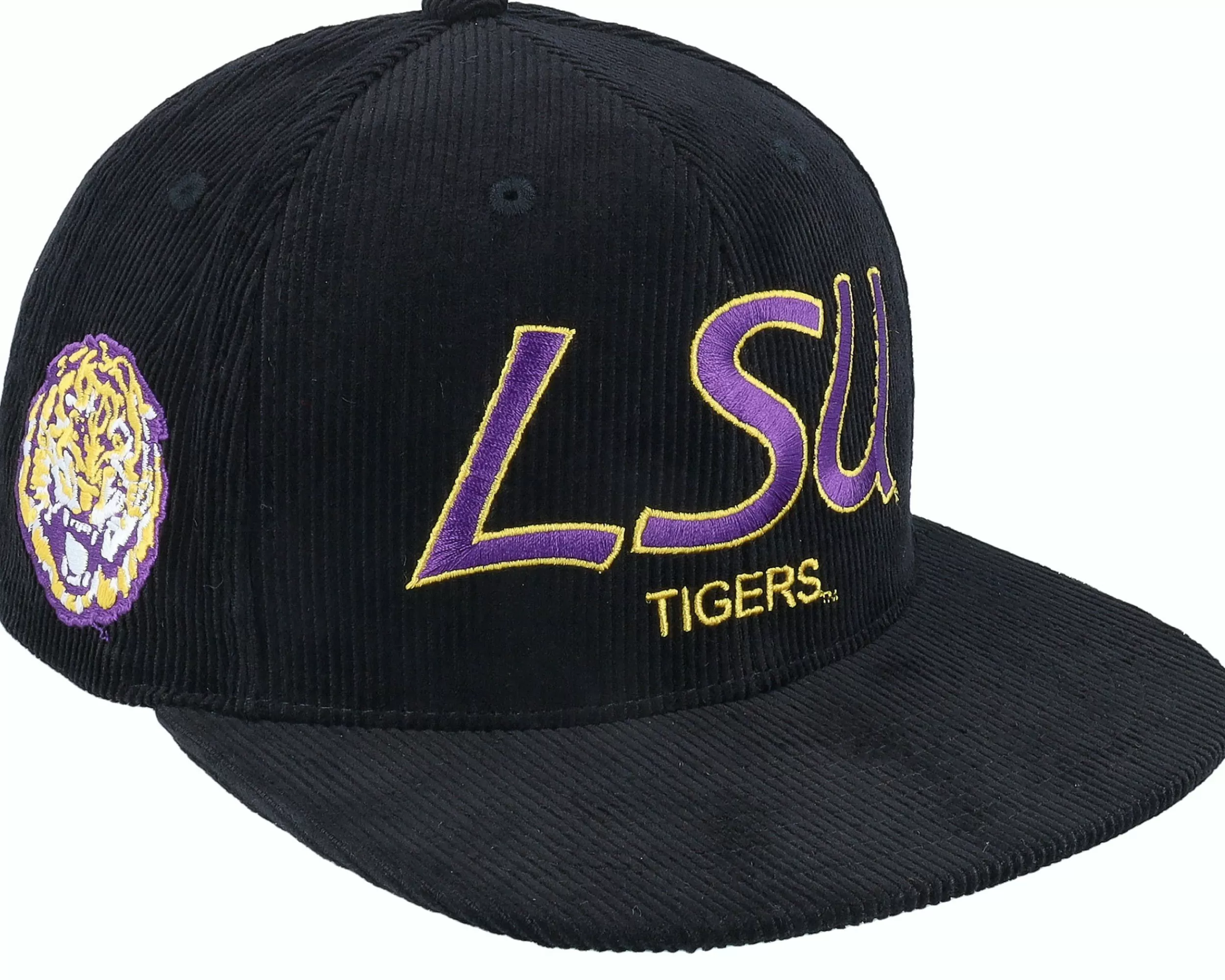 Mitchell & Ness Louisiana State Tigers Cord Script Black Snapback - -Unisex Snapback