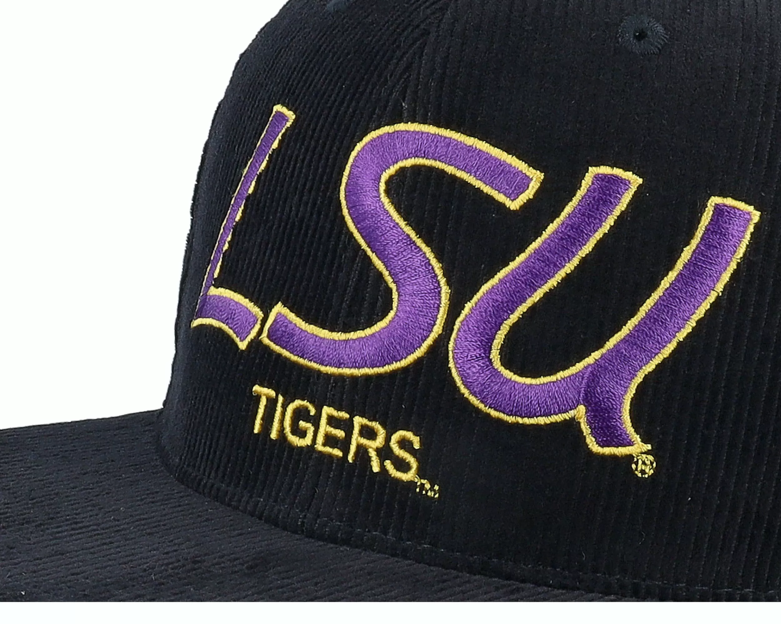 Mitchell & Ness Louisiana State Tigers Cord Script Black Snapback - -Unisex Snapback