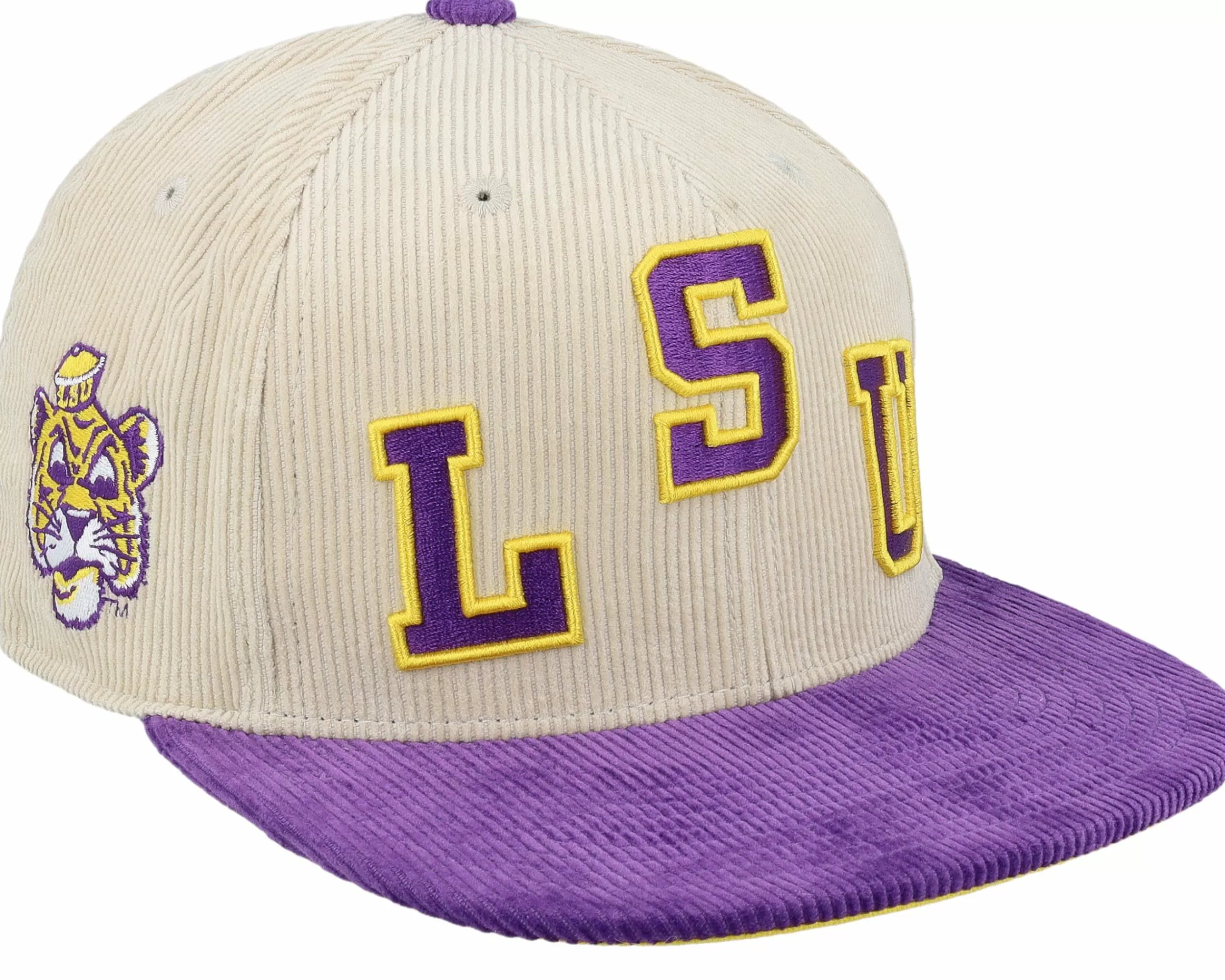 Mitchell & Ness Louisiana State Tigers Team Cord Off White/Purple Fitted - -Unisex Fitted