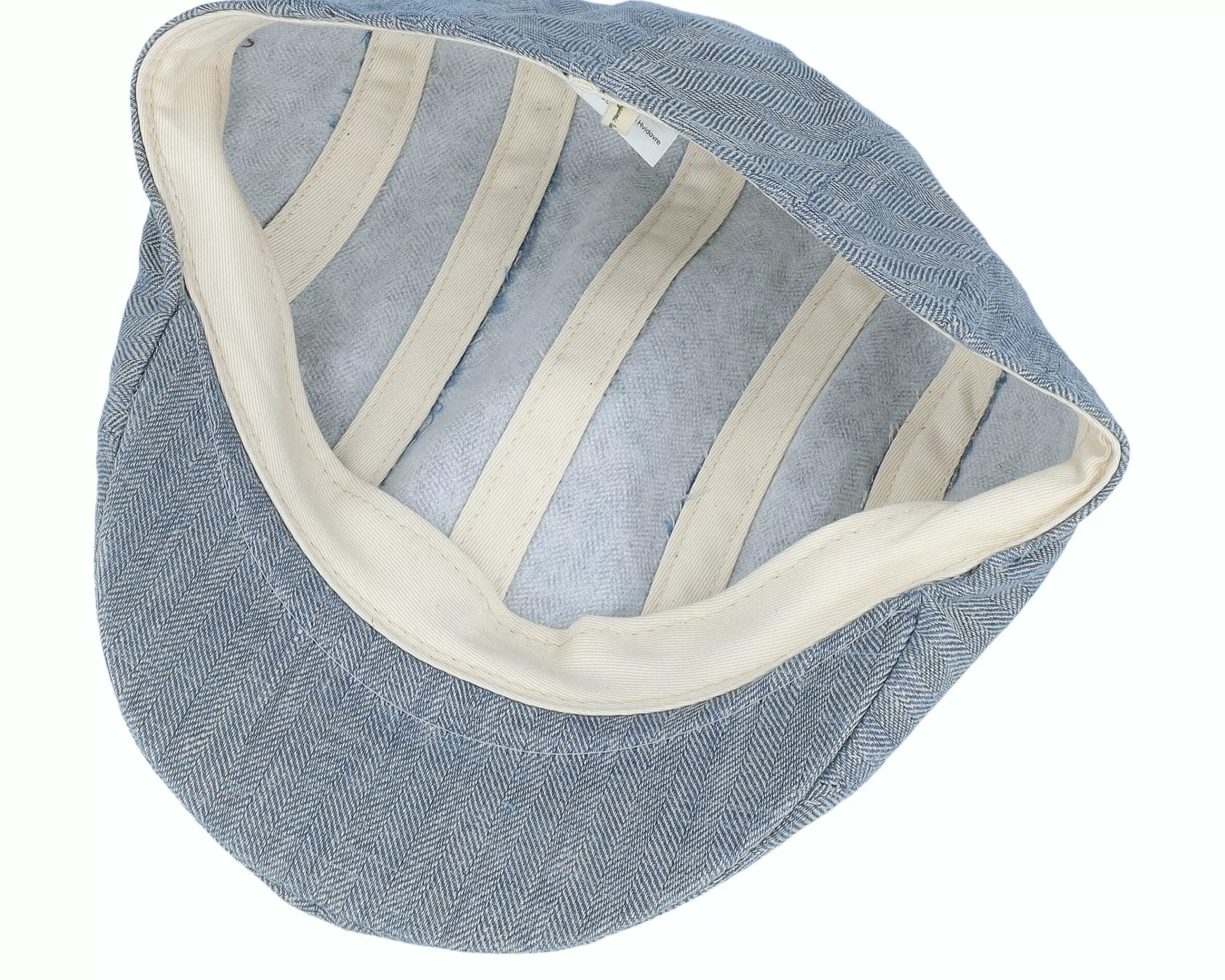MJM Hats Maddy Organic Linen 9 Blue Herringbone Flat Cap - -Unisex Flat Caps