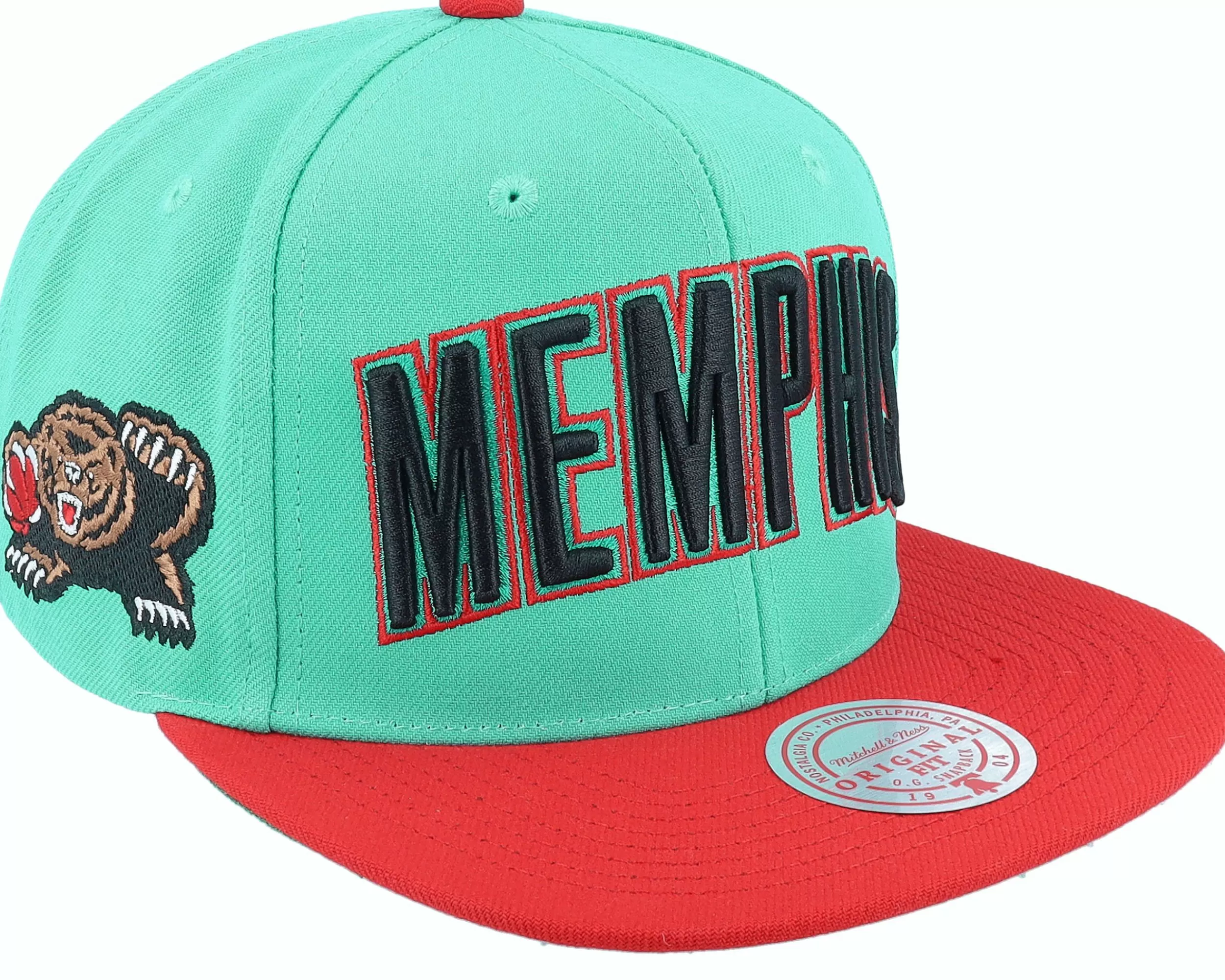 Mitchell & Ness Memphis Grizzlies Side Core 2.0 Hwc Teal/Red Snapback - -Unisex Snapback