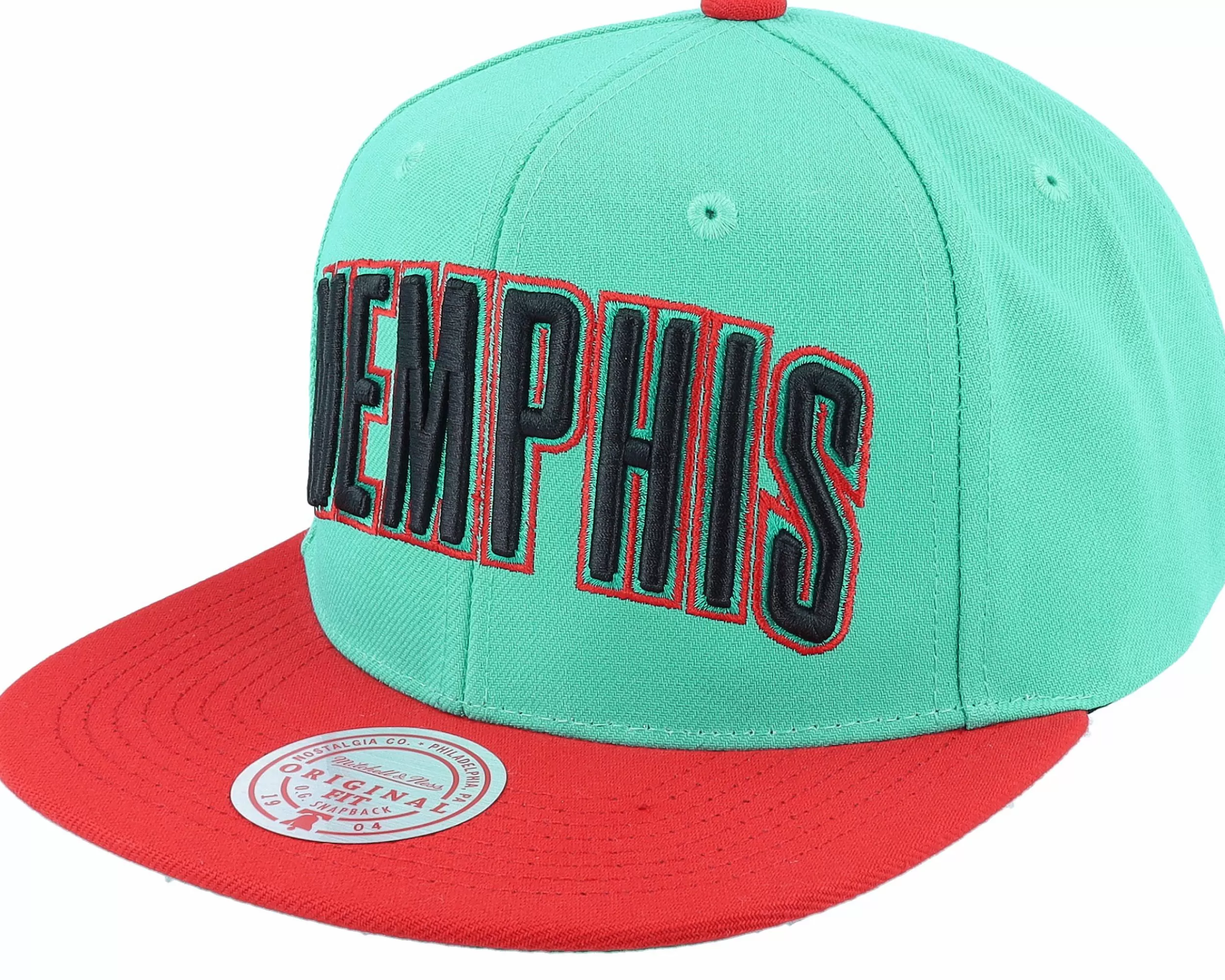 Mitchell & Ness Memphis Grizzlies Side Core 2.0 Hwc Teal/Red Snapback - -Unisex Snapback