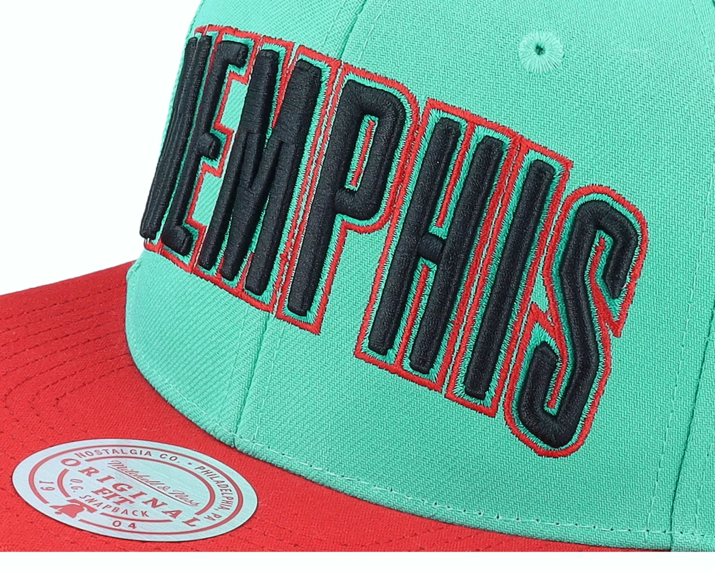 Mitchell & Ness Memphis Grizzlies Side Core 2.0 Hwc Teal/Red Snapback - -Unisex Snapback