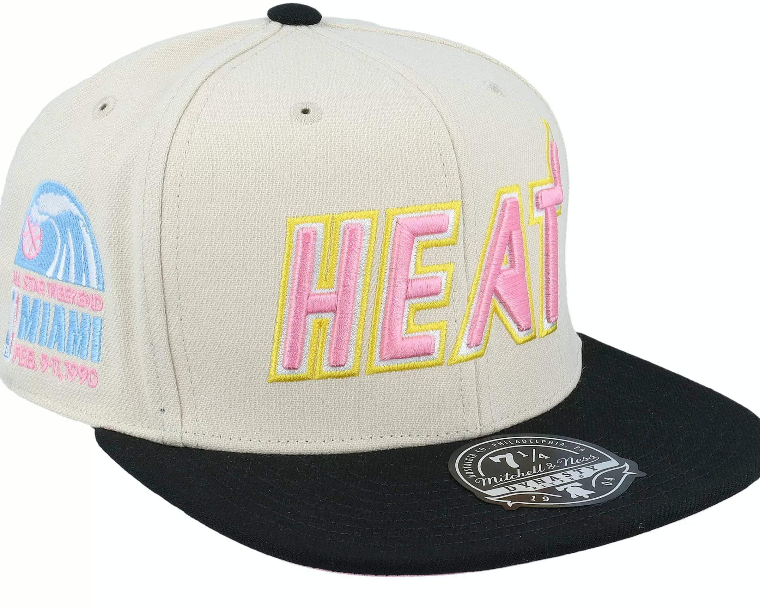 Mitchell & Ness Miami Heat Ivory Pastel Off White Fitted - -Unisex Fitted