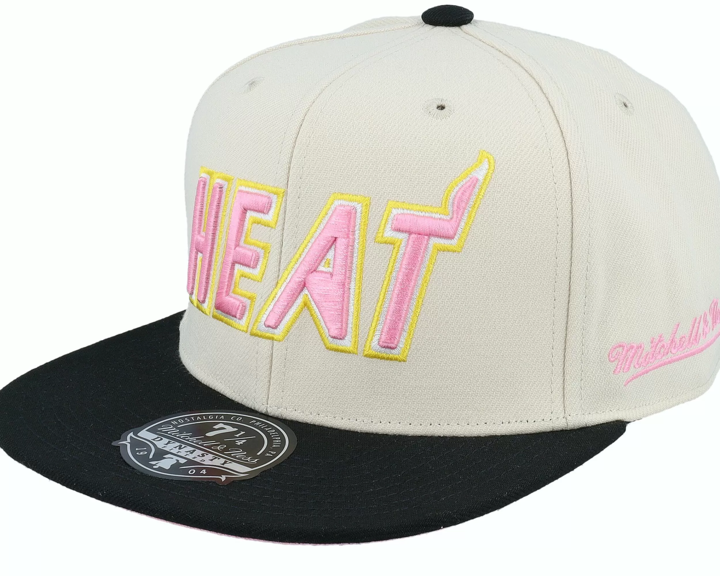 Mitchell & Ness Miami Heat Ivory Pastel Off White Fitted - -Unisex Fitted