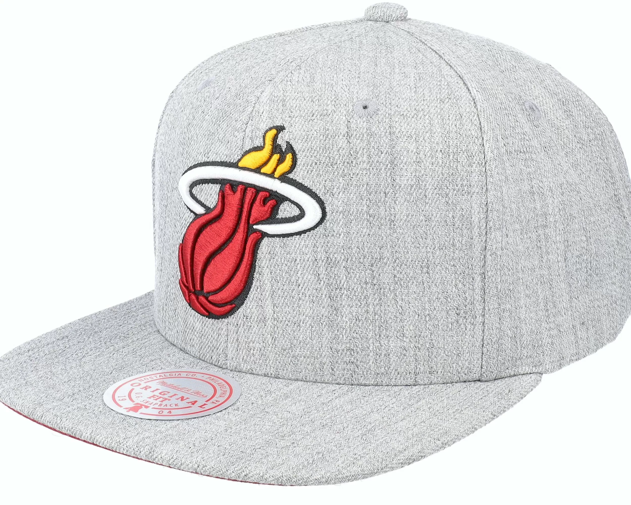 Mitchell & Ness Miami Heat Team Heather 2.0 Grey Heather Snapback - -Unisex Snapback