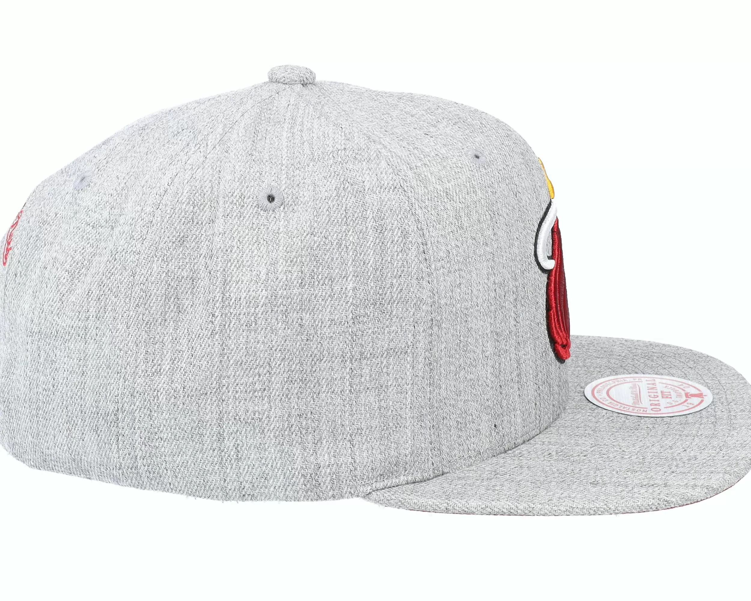Mitchell & Ness Miami Heat Team Heather 2.0 Grey Heather Snapback - -Unisex Snapback