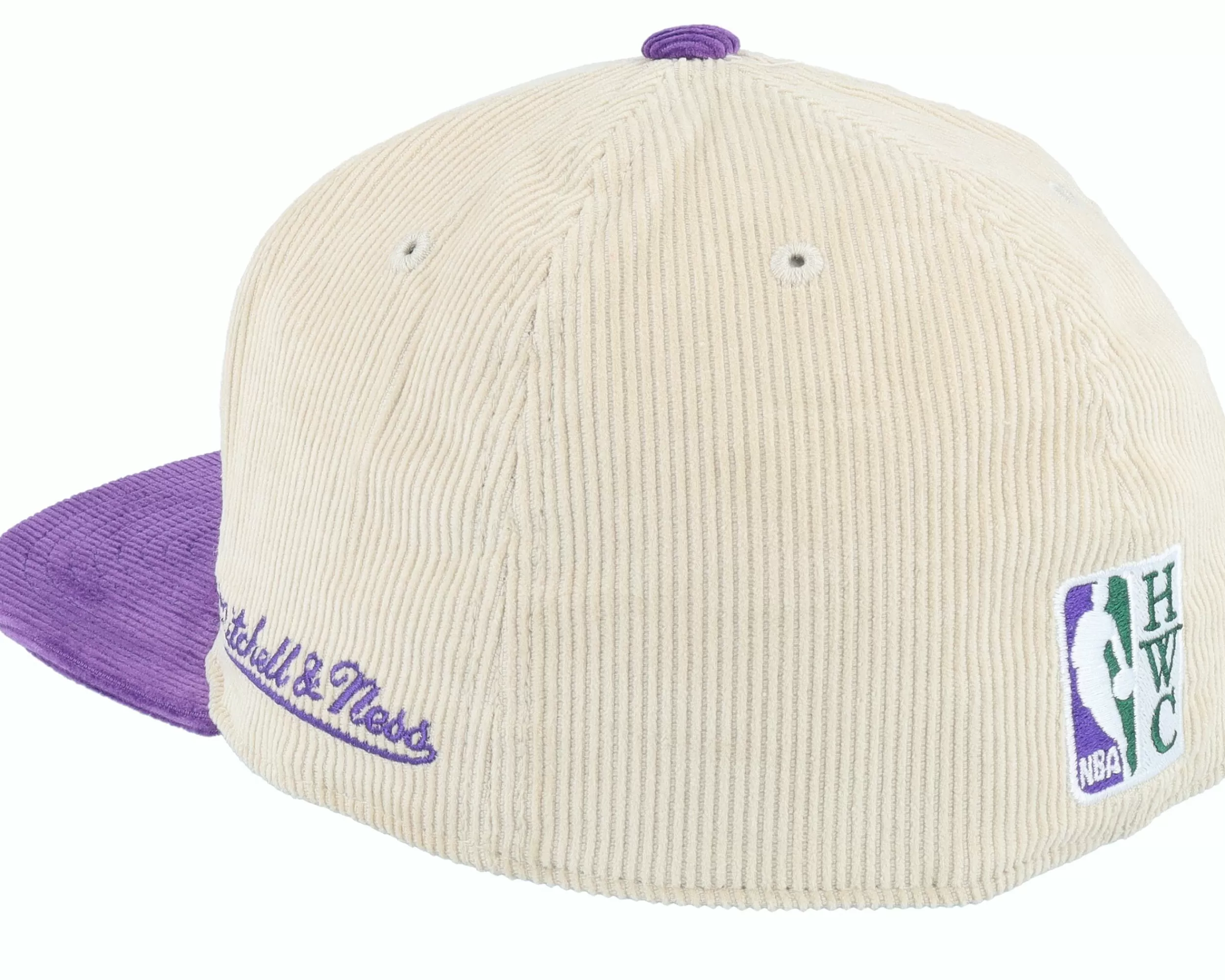 Mitchell & Ness Milwaukee Bucks Team Cord Off White/Purple Fitted - -Unisex Fitted