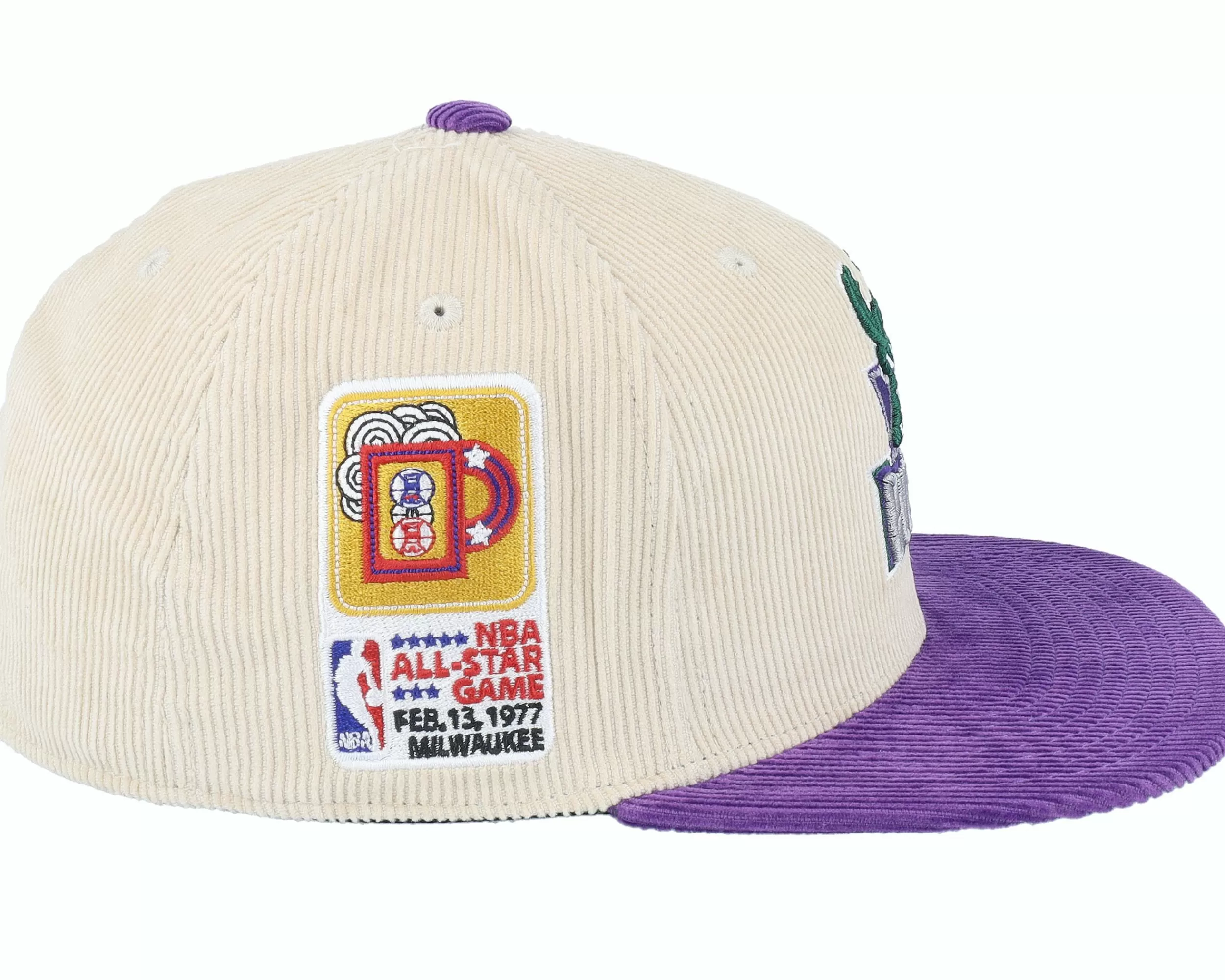 Mitchell & Ness Milwaukee Bucks Team Cord Off White/Purple Fitted - -Unisex Fitted
