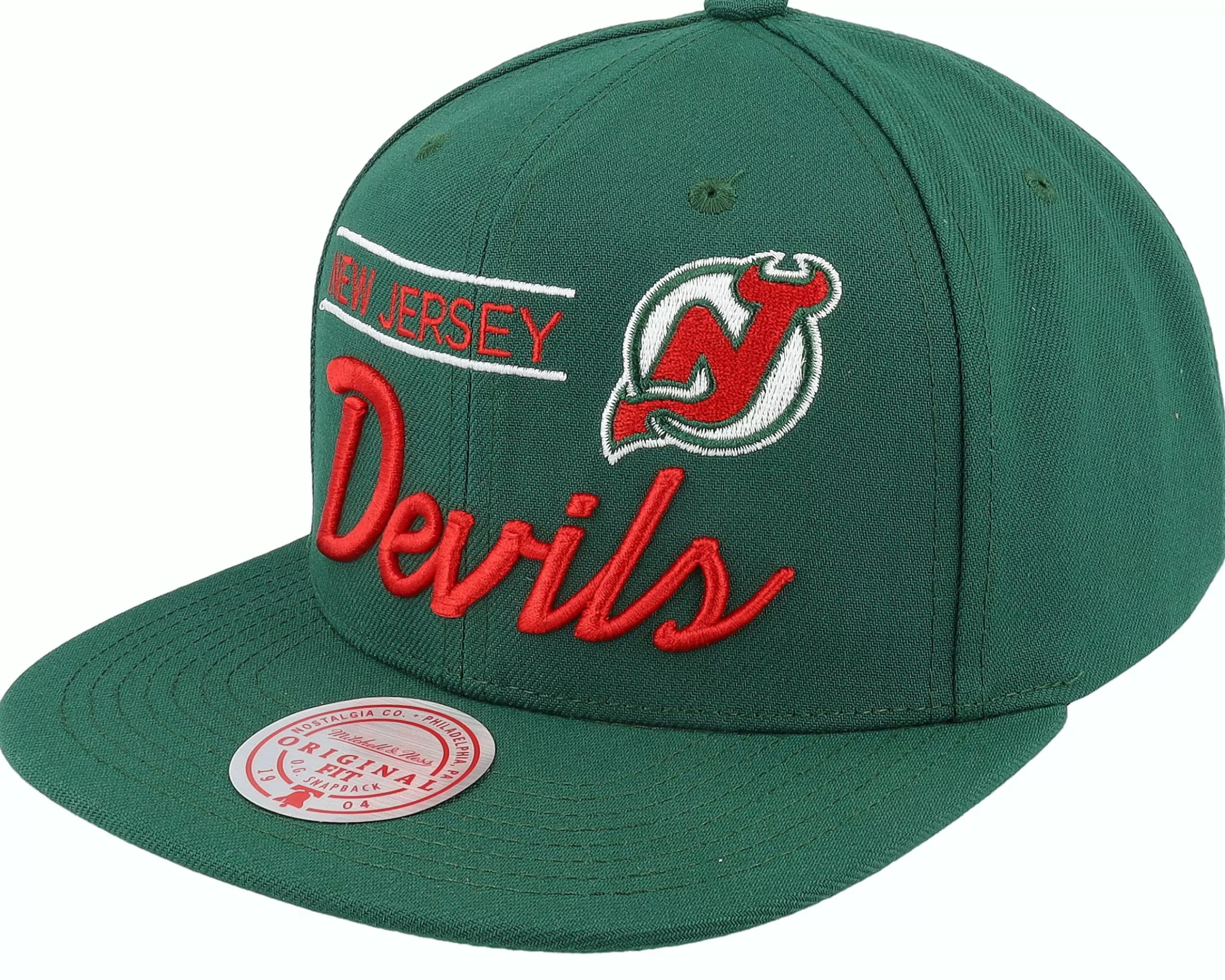 Mitchell & Ness New Jersey Devils Retro Lock Up Green Snapback - -Unisex Snapback