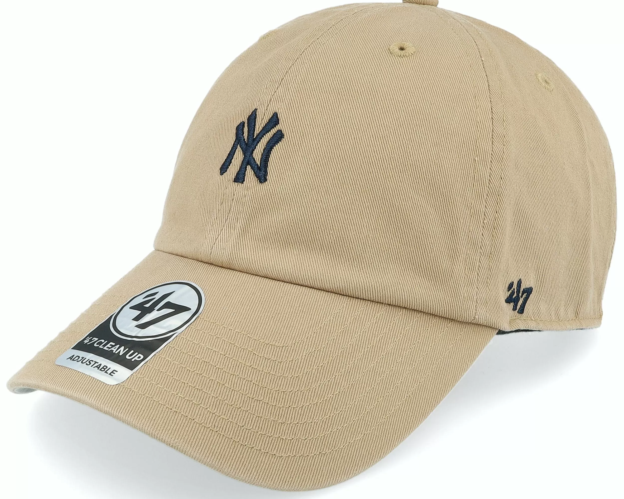 47 Brand New York Yankees Base Runner Clean Up Khaki Dad Cap - -Unisex Dad Cap