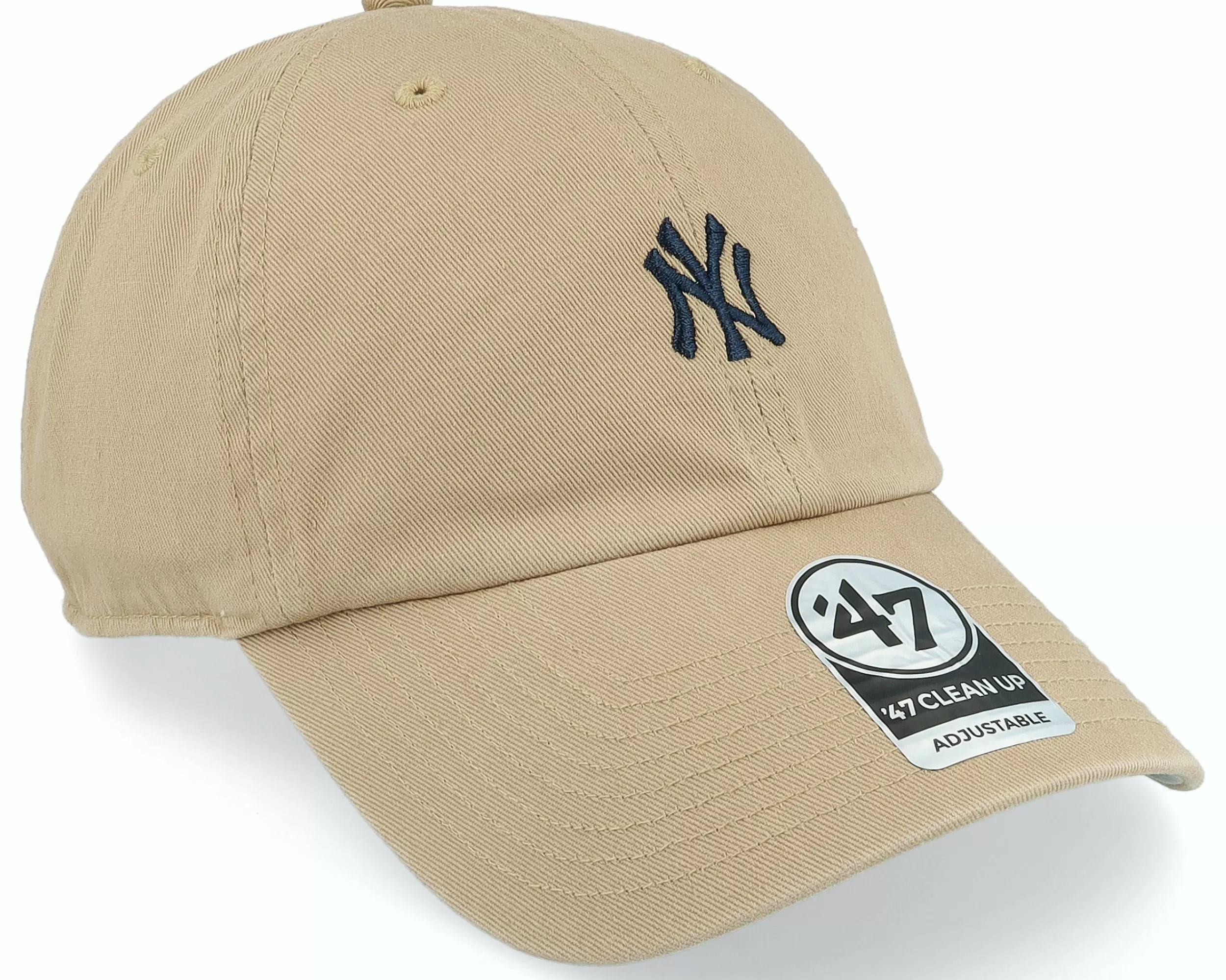 47 Brand New York Yankees Base Runner Clean Up Khaki Dad Cap - -Unisex Dad Cap