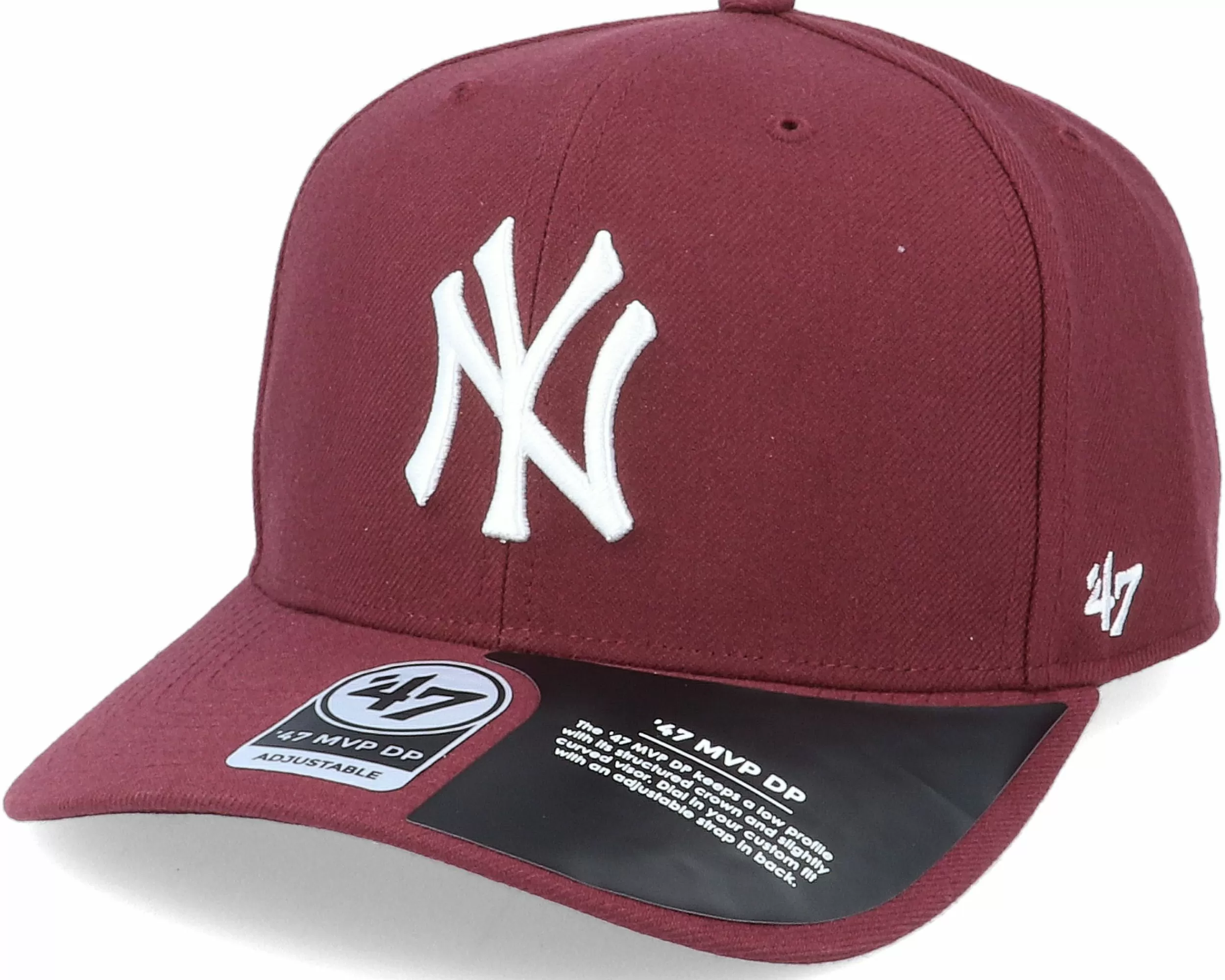 47 Brand New York Yankees Cold Zone Mvp Dp Dark Maroon/White Adjustable - -Unisex Adjustable