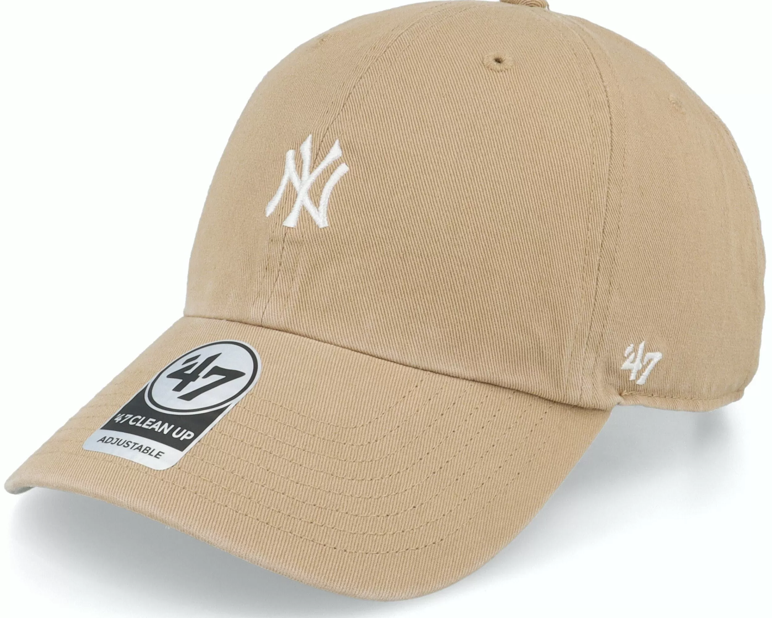 47 Brand New York Yankees Mlb Base Runner Clean Up Khaki Dad Cap - -Unisex Dad Cap