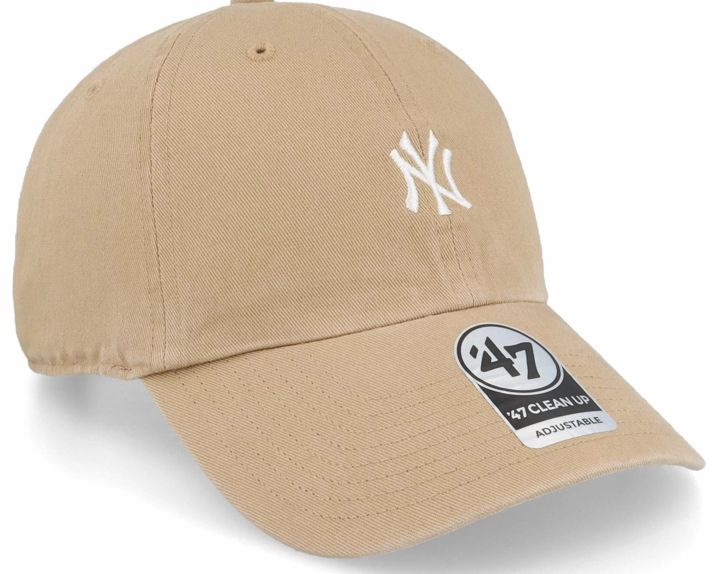 47 Brand New York Yankees Mlb Base Runner Clean Up Khaki Dad Cap - -Unisex Dad Cap