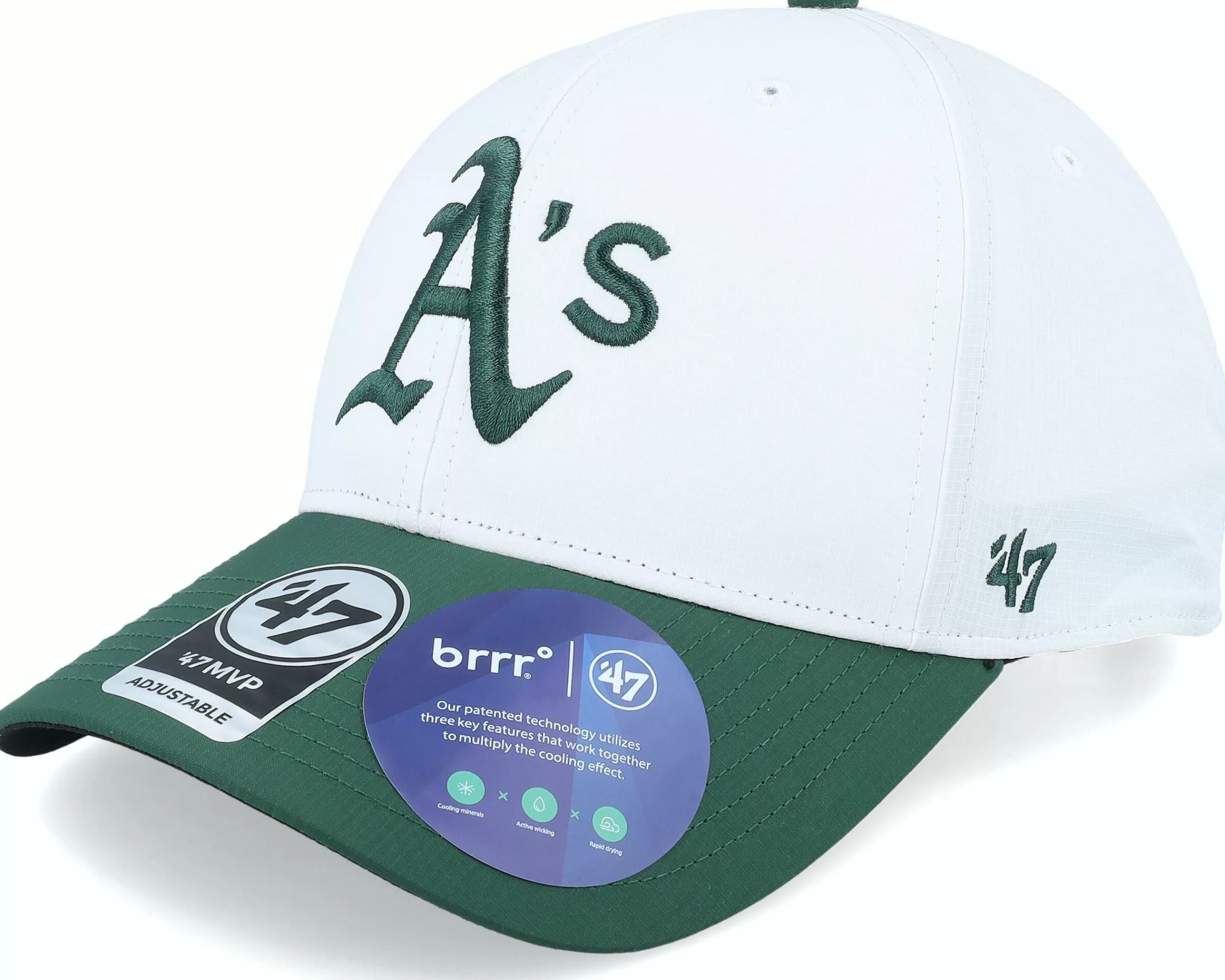 47 Brand Oakland Athletics Mlb Athletics Brrr Tt Mvp White/Dark Green Adjustable - -Unisex Adjustable