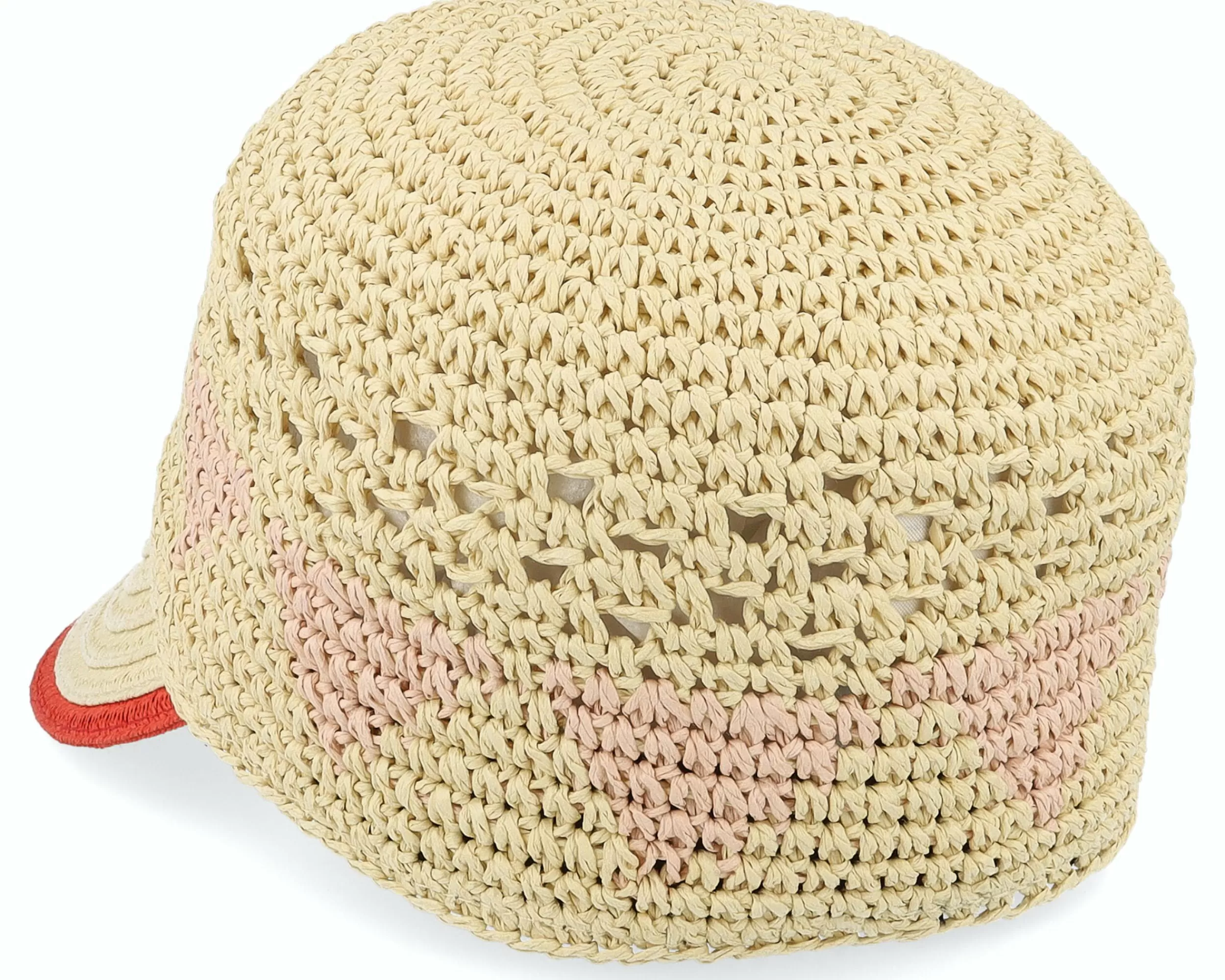 Seeberger Paper Crochet Cap With Fancy Pattern Linen/Orange Fitted - -Unisex Fitted
