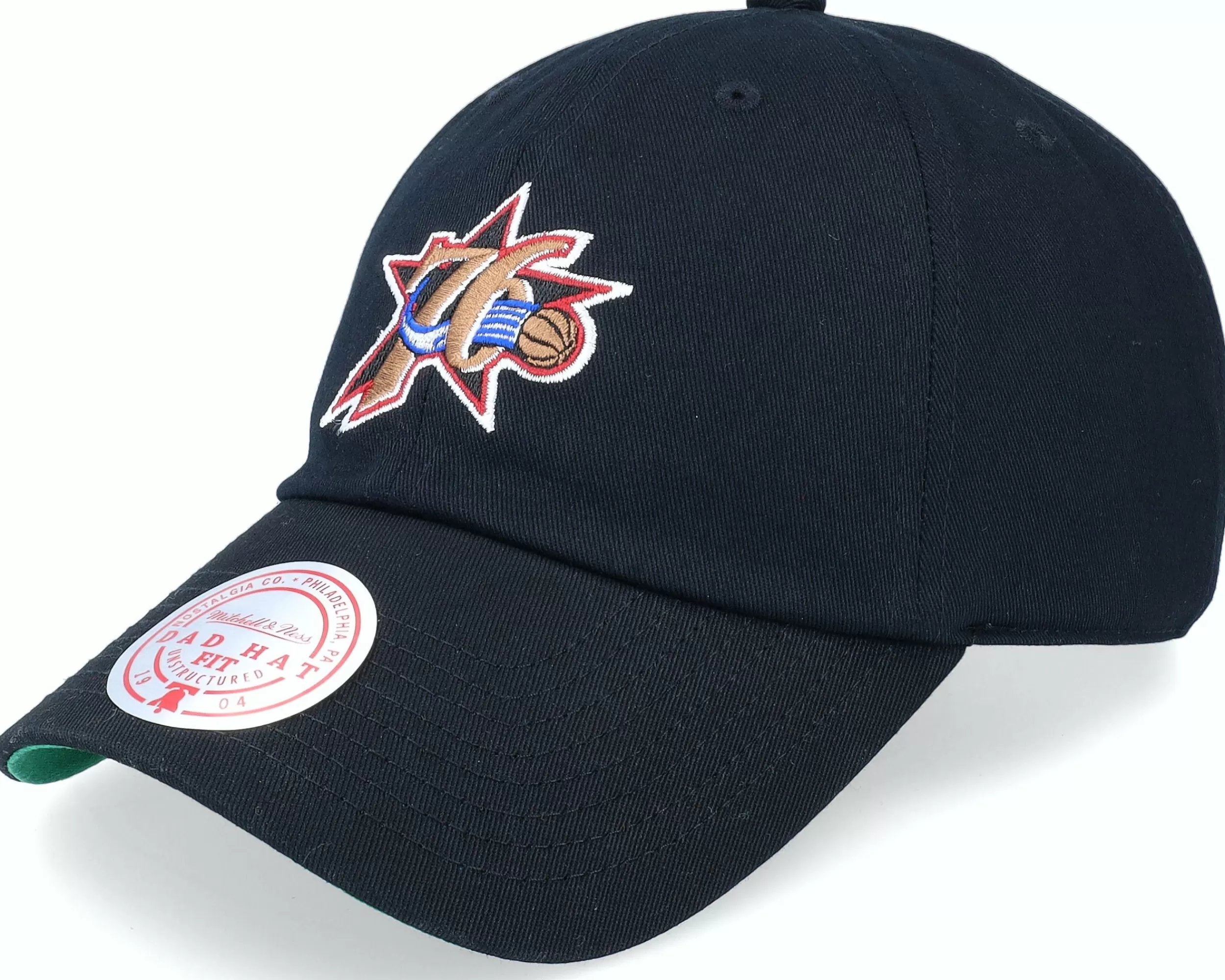 Mitchell & Ness Philadelphia 76Ers Team Ground 2.0 Black Dad Cap - -Unisex Dad Cap