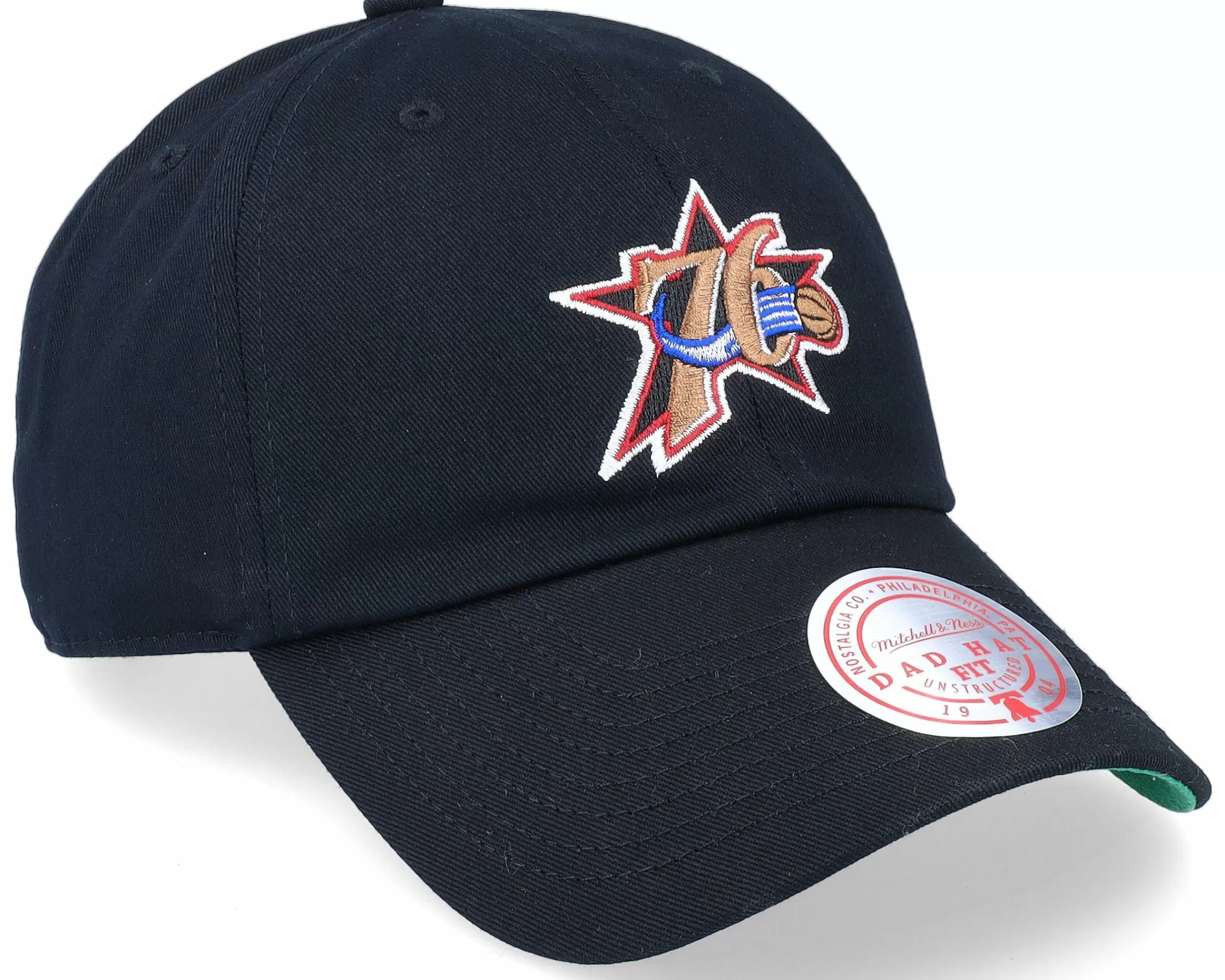 Mitchell & Ness Philadelphia 76Ers Team Ground 2.0 Black Dad Cap - -Unisex Dad Cap