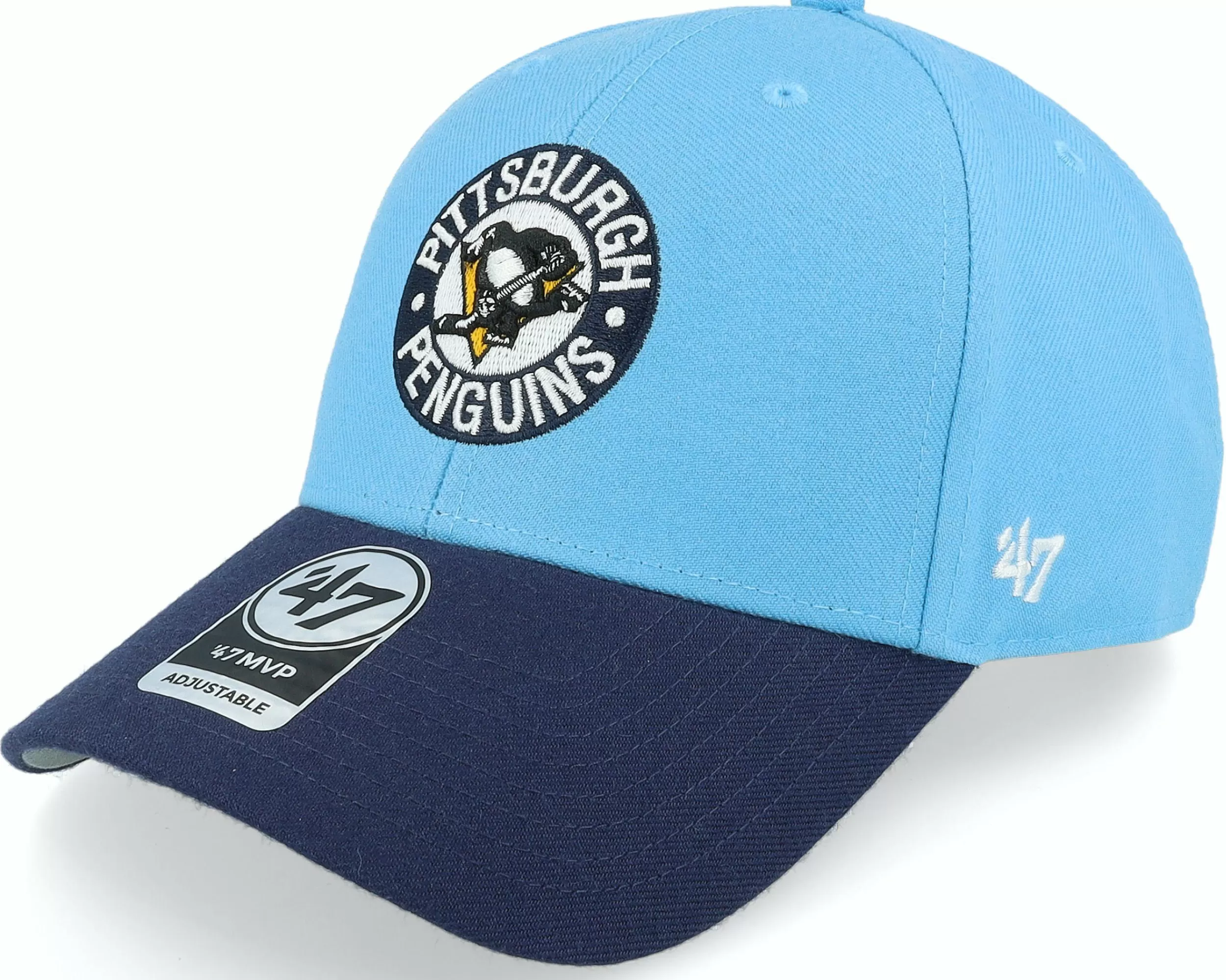 47 Brand Pittsburgh Penguins Two Tone Mvp Columbus Blue/Navy Adjustable - -Unisex Adjustable