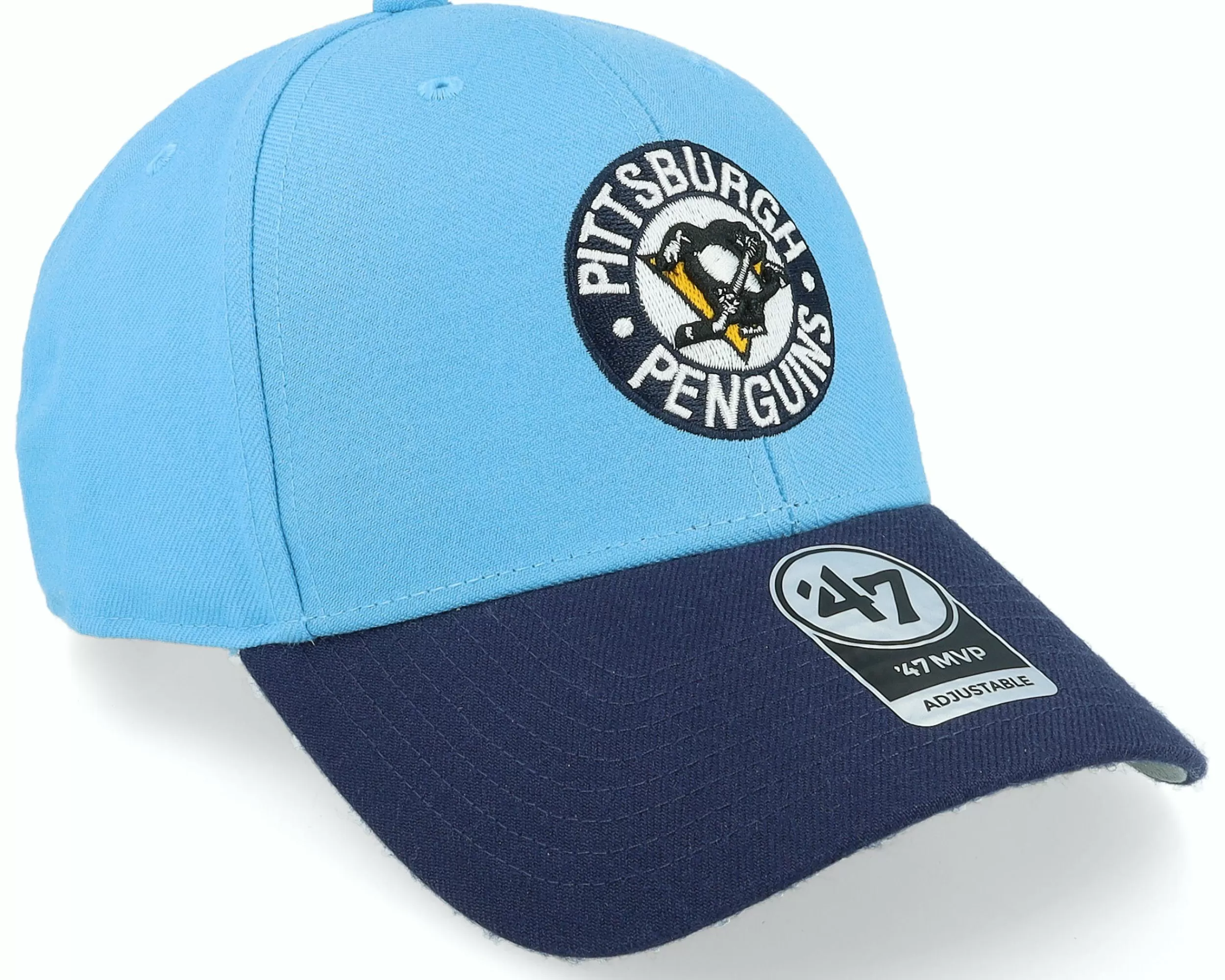 47 Brand Pittsburgh Penguins Two Tone Mvp Columbus Blue/Navy Adjustable - -Unisex Adjustable