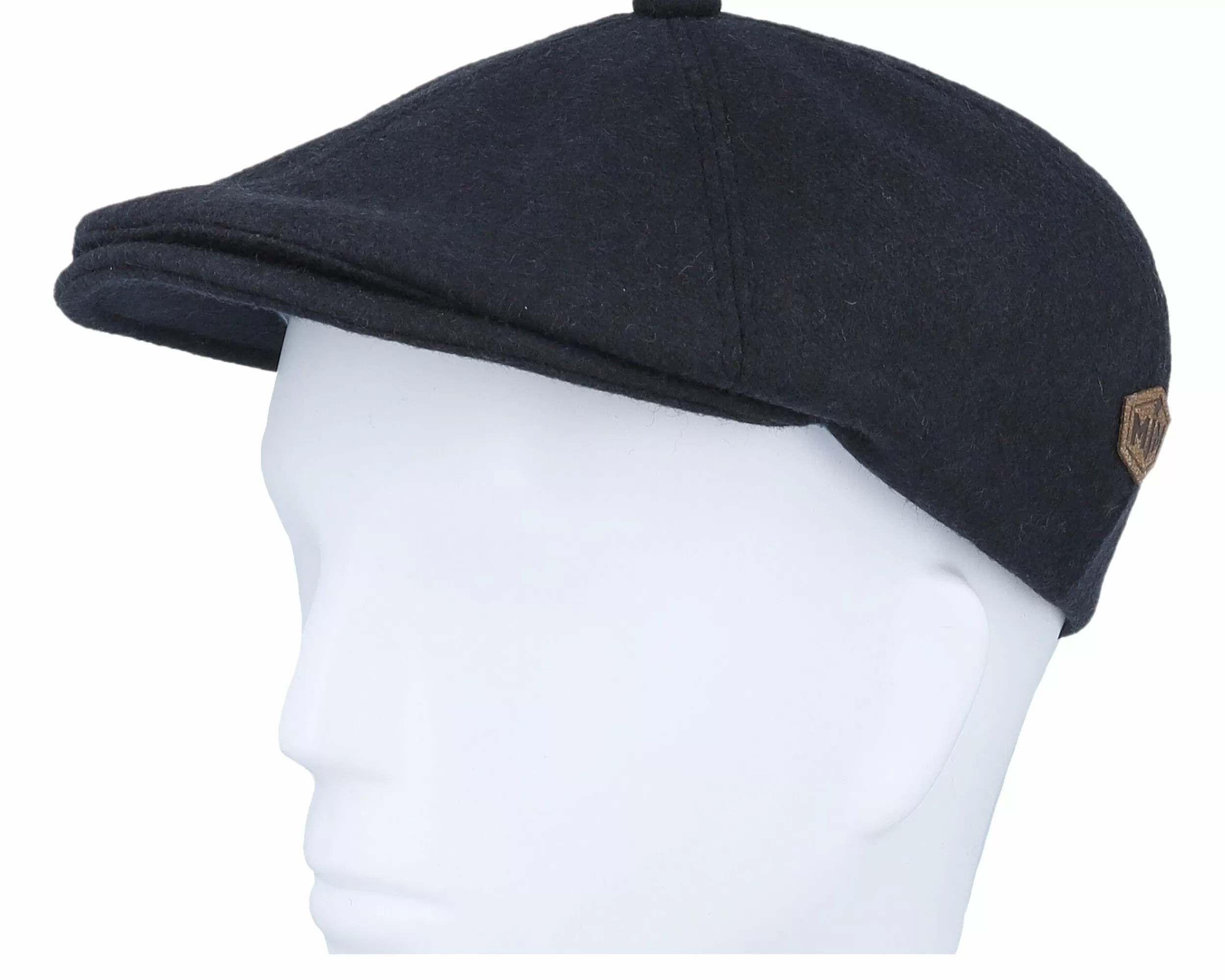MJM Hats Rebel 32 Organic Wool/Cashmere Black Flat Cap - -Unisex Flat Caps
