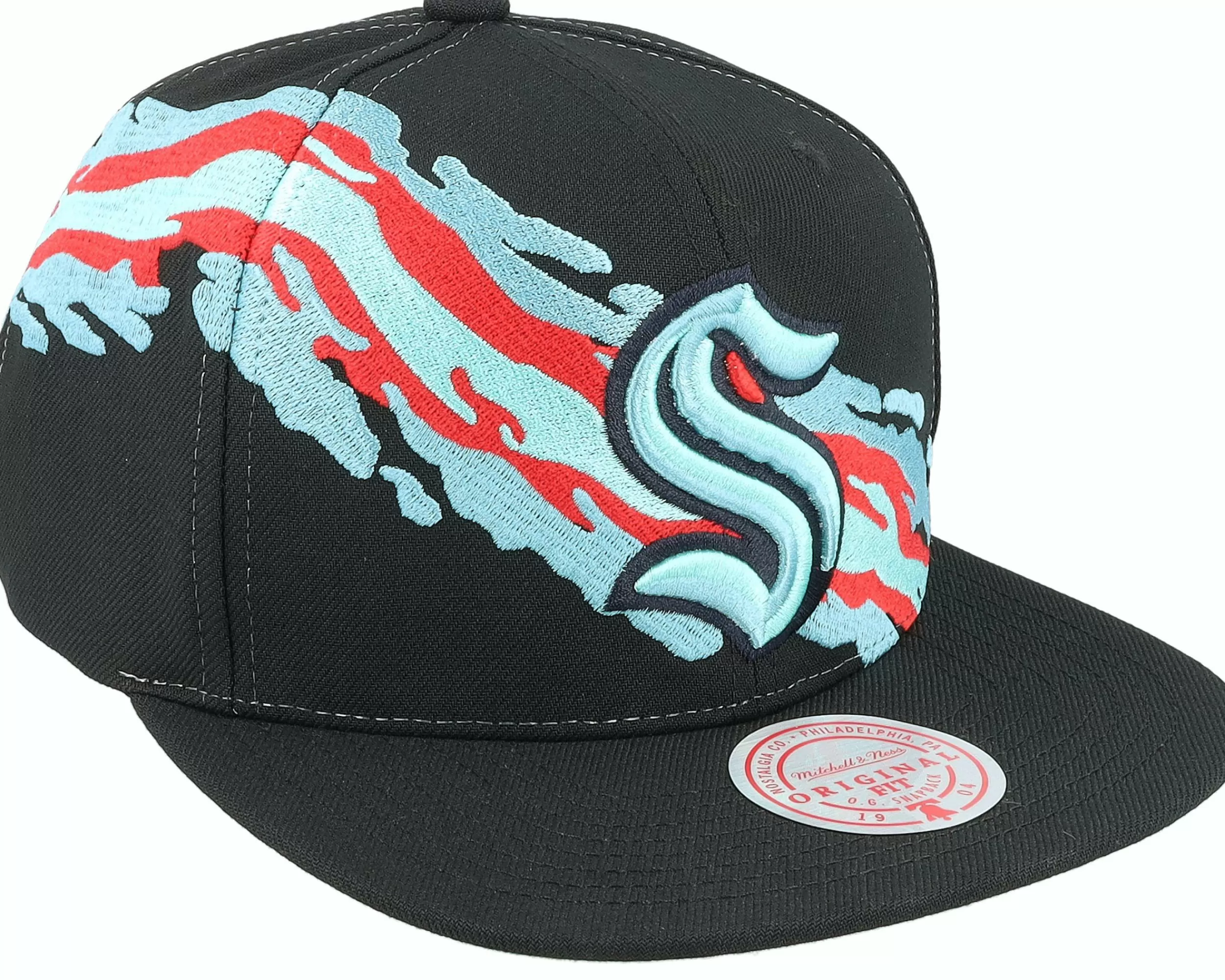 Mitchell & Ness Seattle Kraken Vintage Paintbrush Black Snapback - -Unisex Snapback