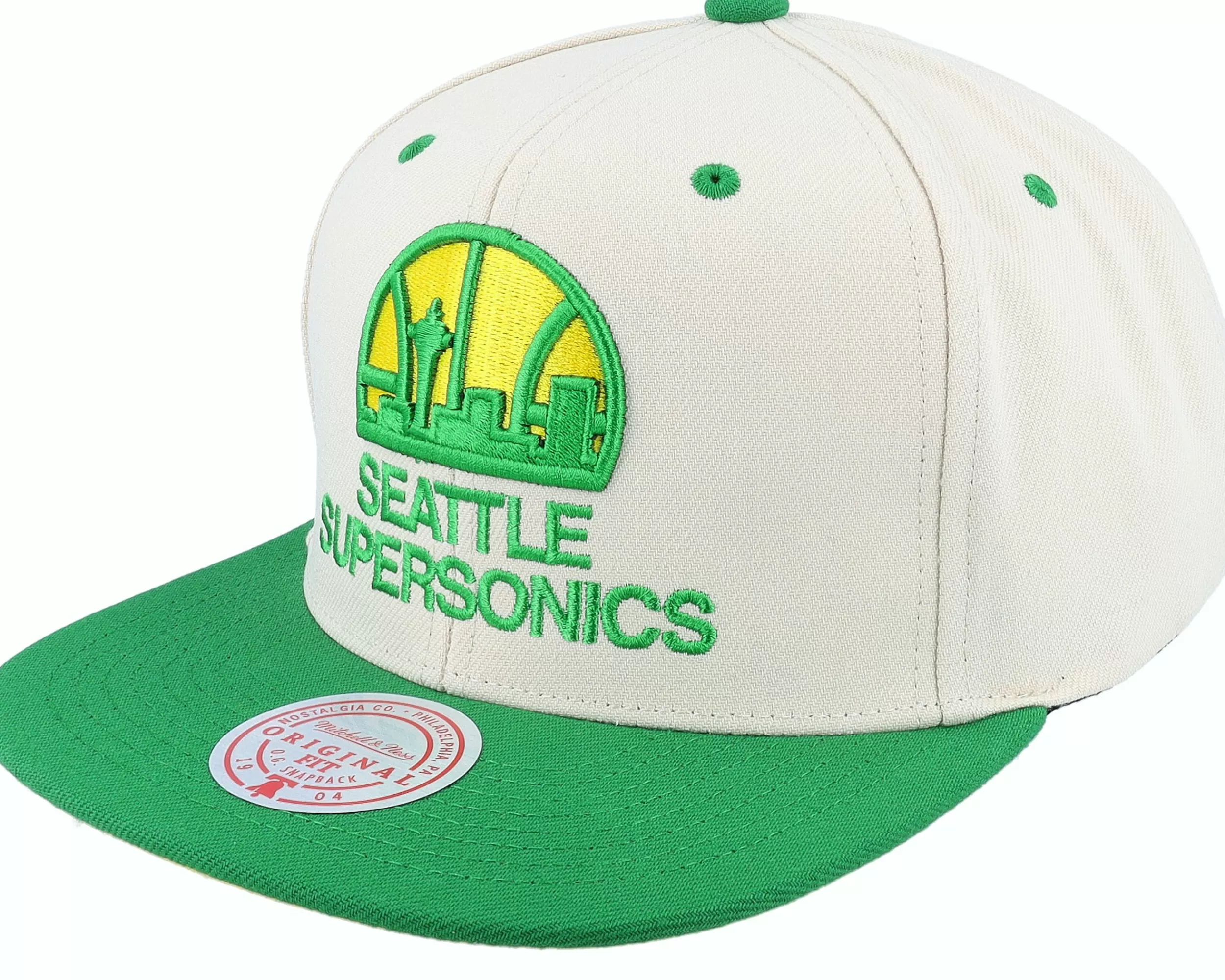 Mitchell & Ness Seattle Supersonics Sail Two Tone Hwc Cream/Green Snapback - -Unisex Snapback